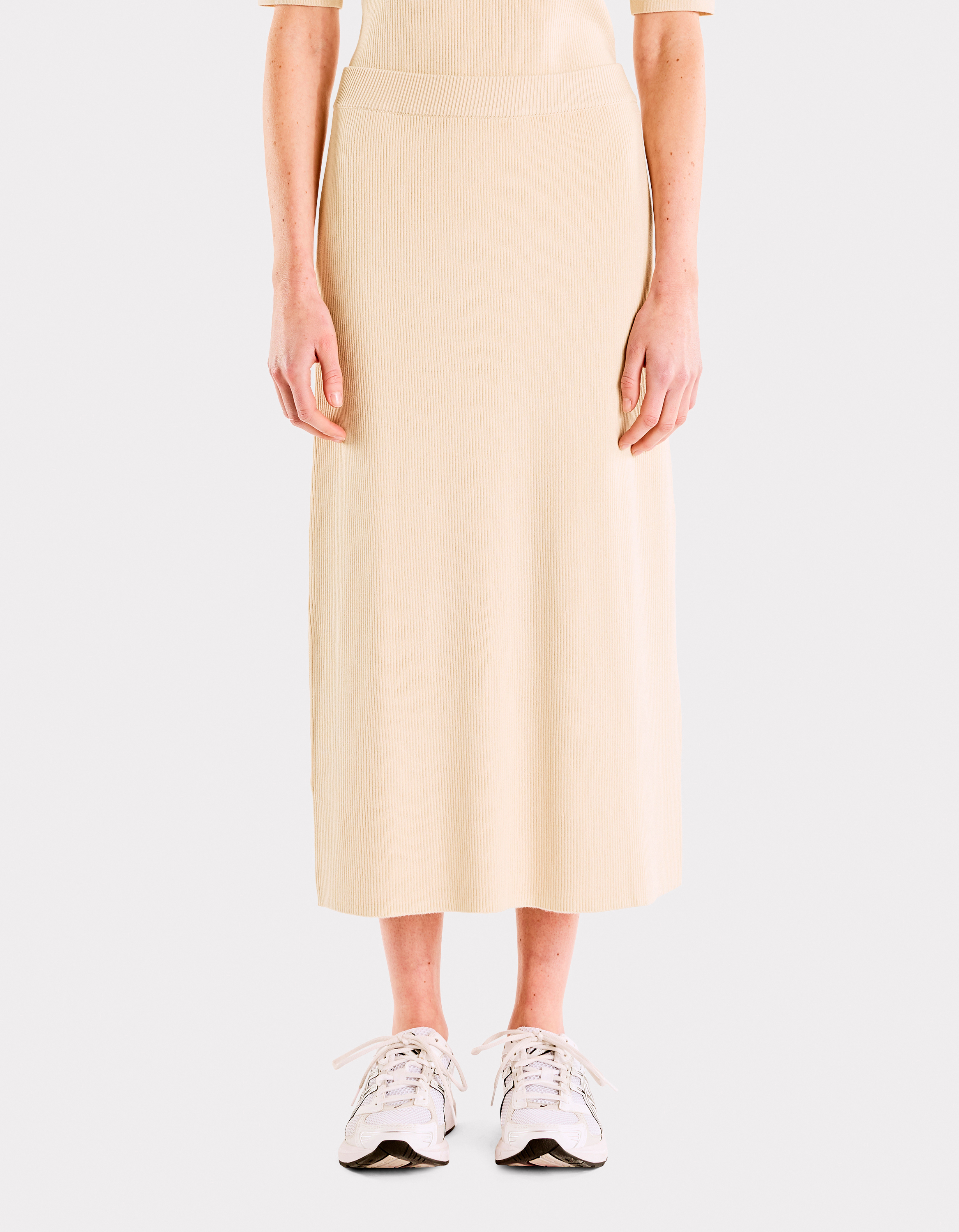 Jupe en maille côtelée - beige - celio - Modalova
