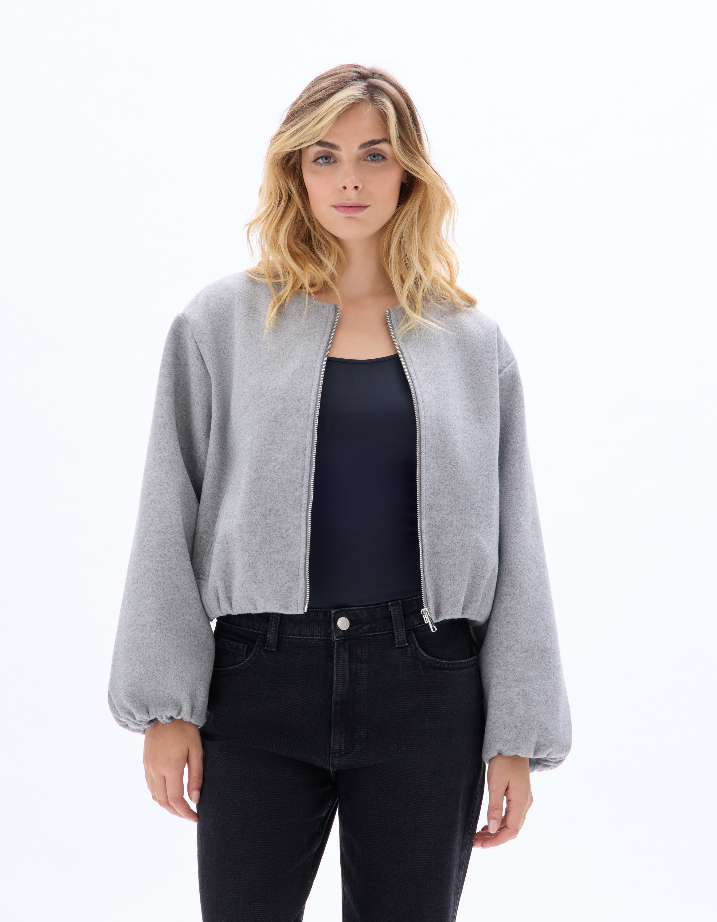Manteau ras du cou - gris - celio - Modalova