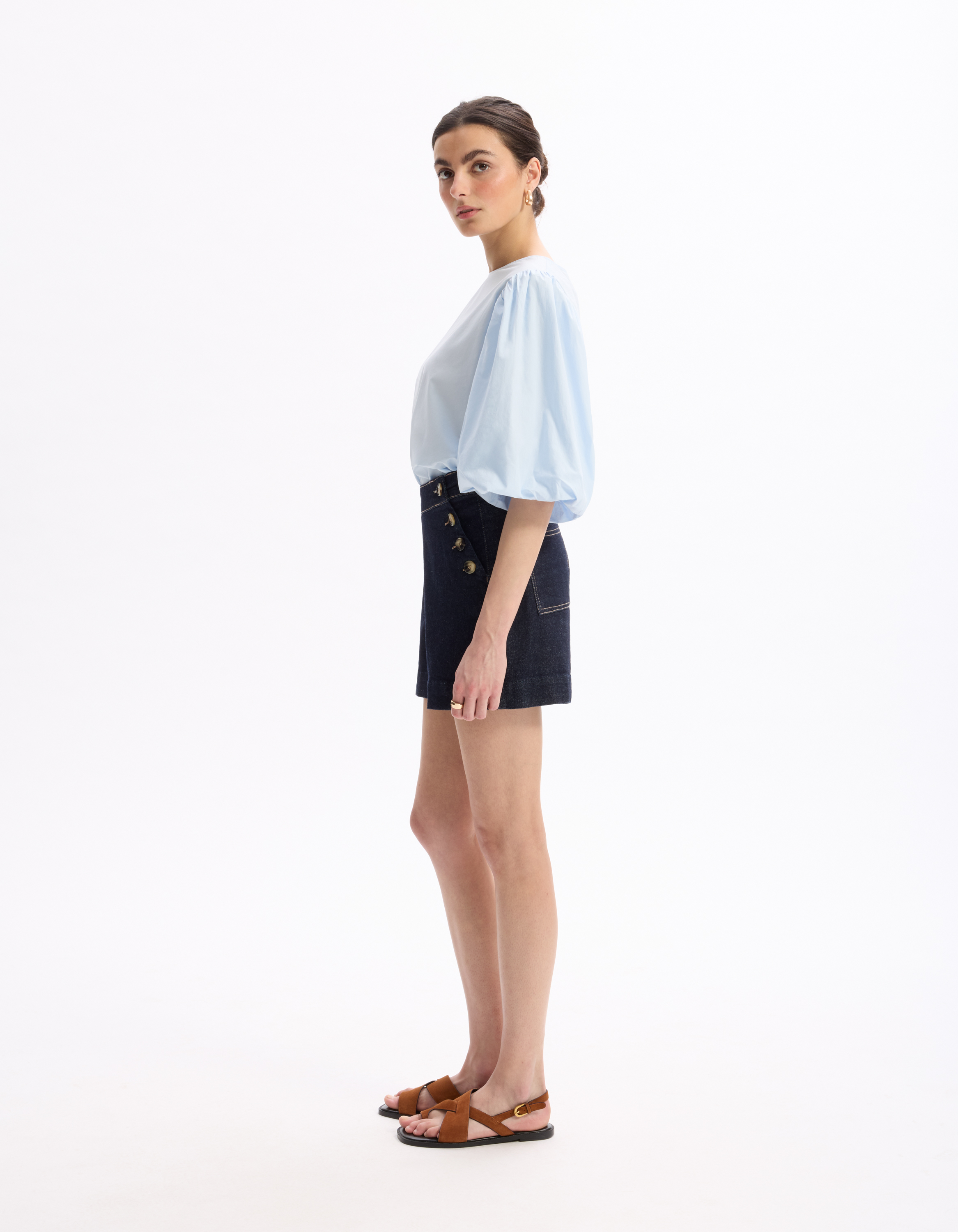 Short flat à boutons décoratifs - denim - celio - Modalova