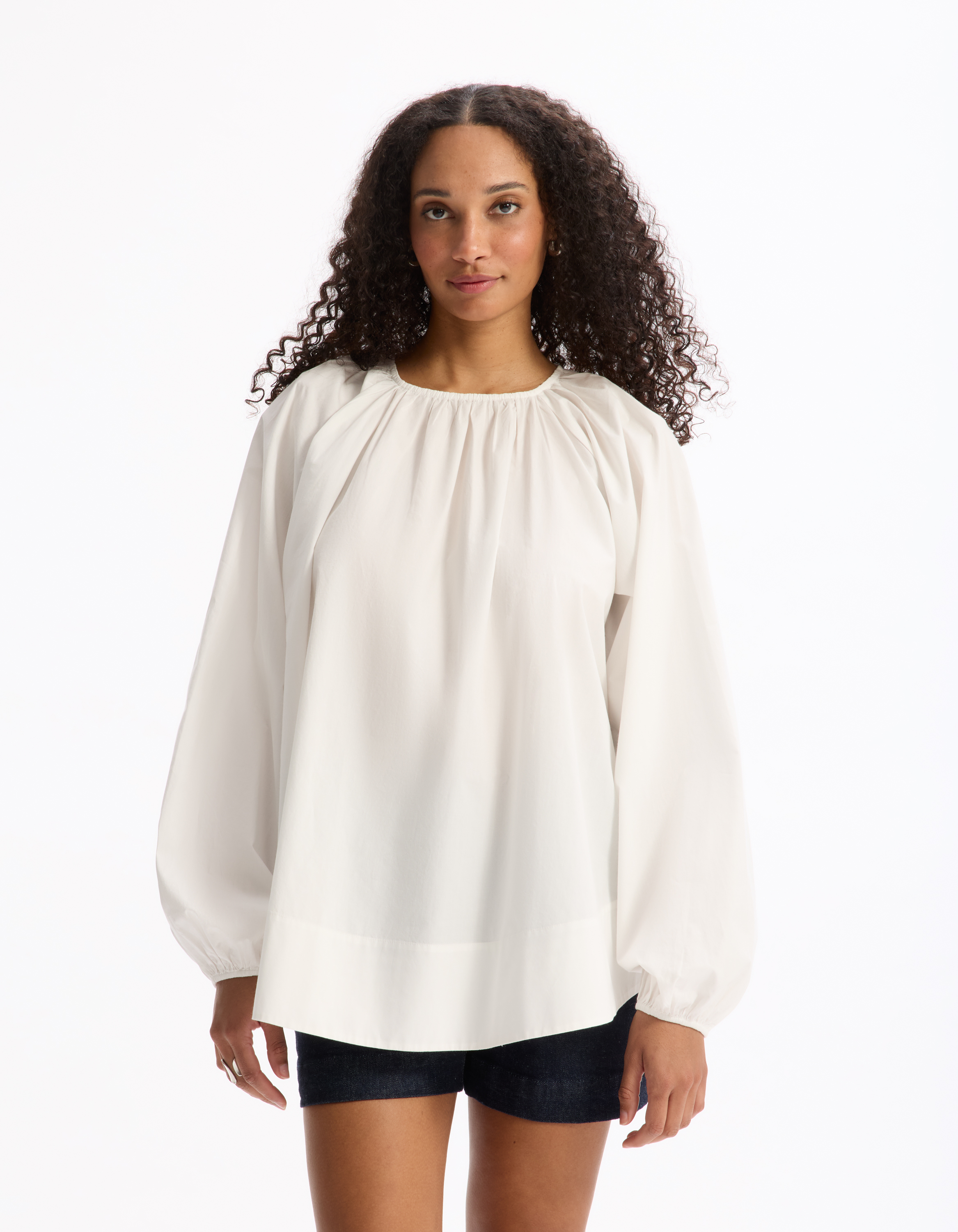 Blouse oversize en coton - blanc - celio - Modalova
