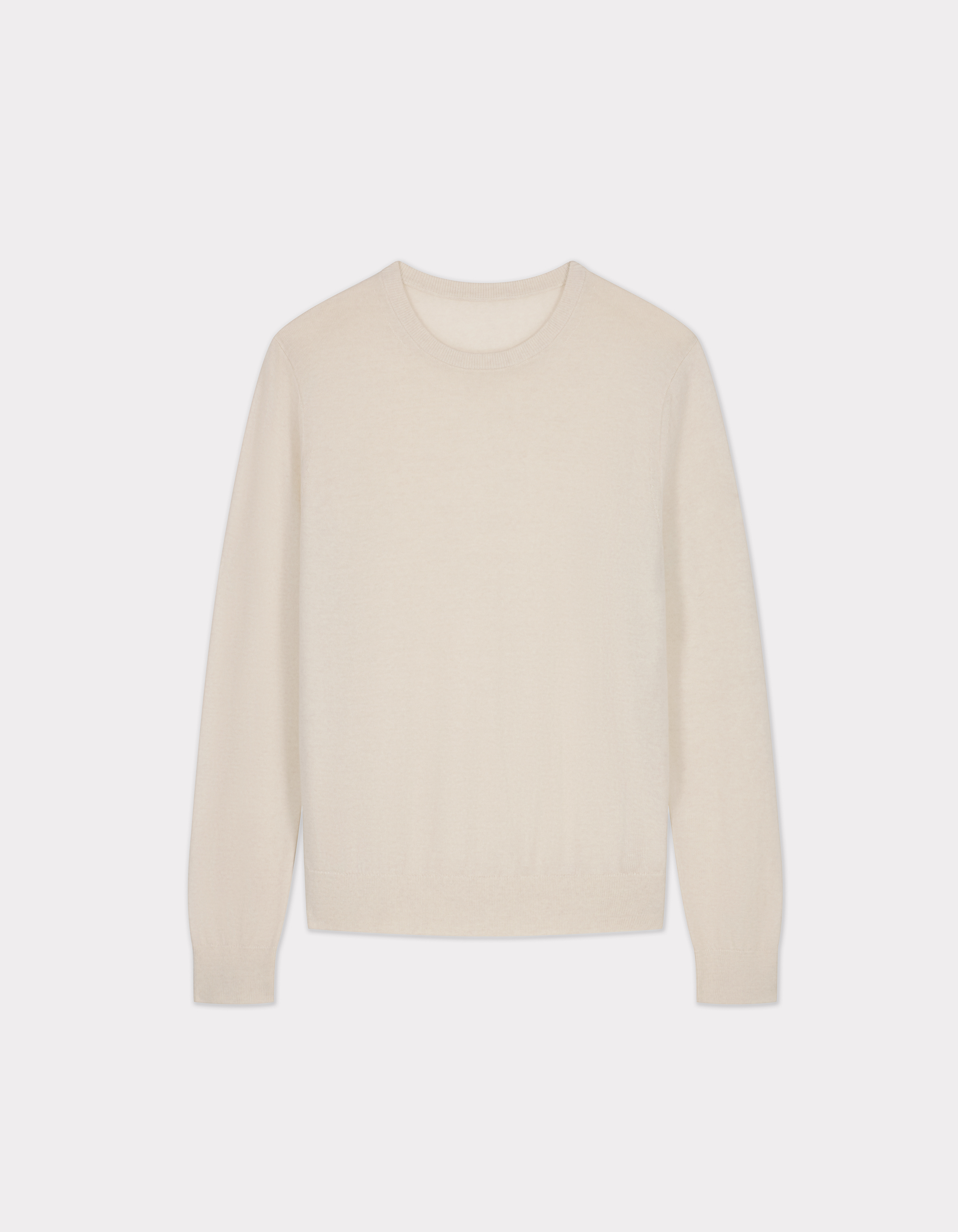 Pull 100% laine mérinos à col rond - écru