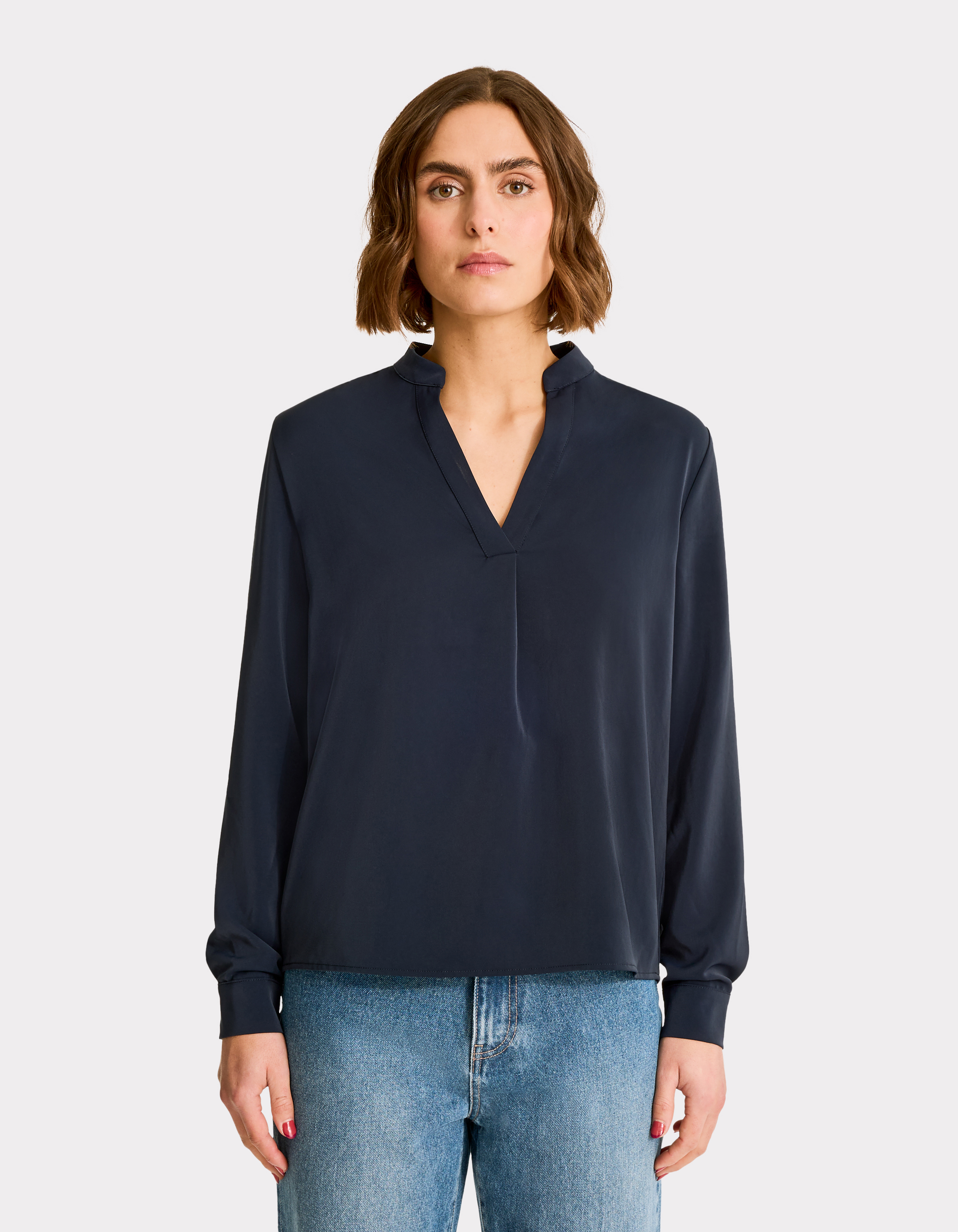 Blouse encolure tunisienne en satin - celio - Modalova