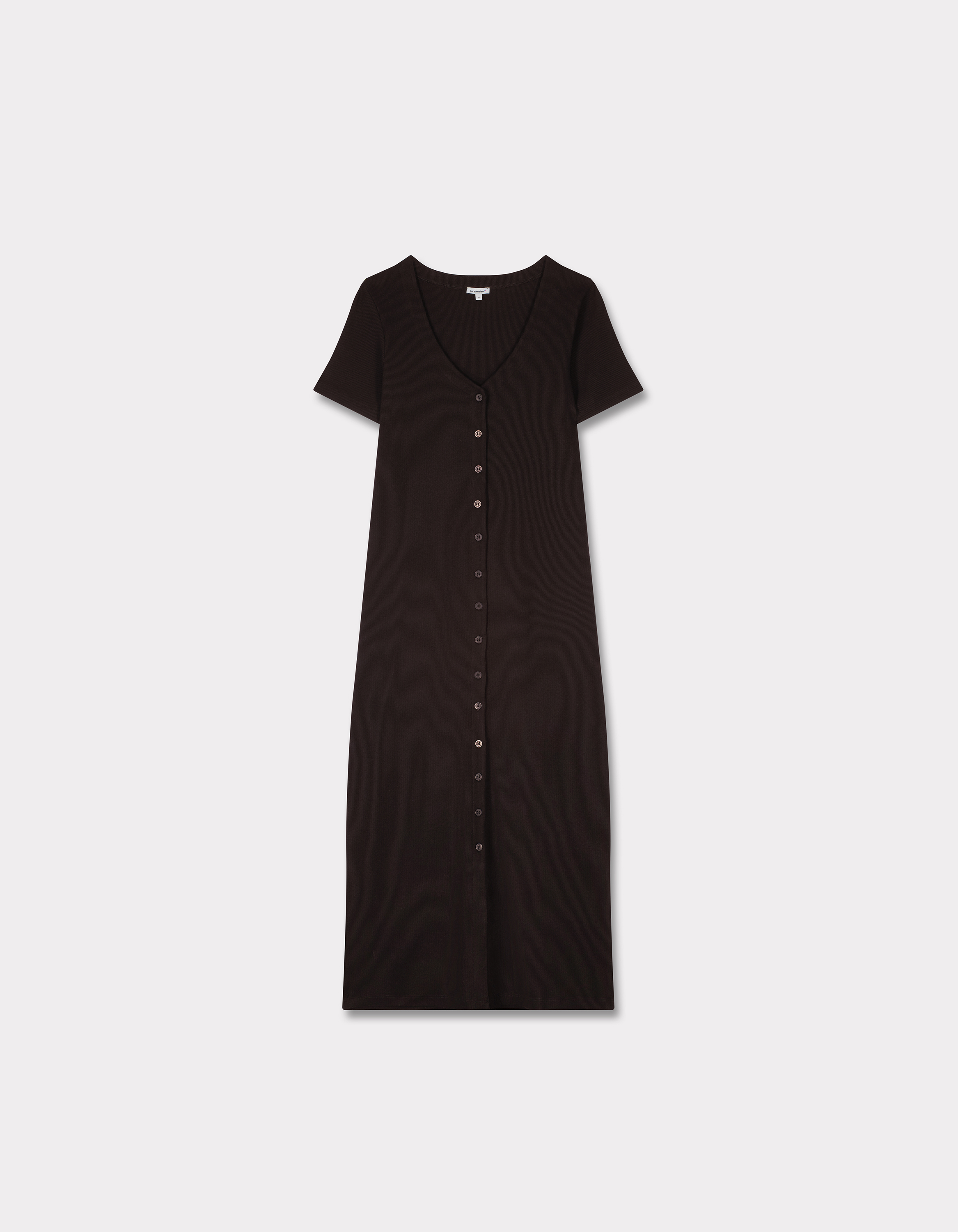 Robe longue côtelée boutonnée - noir