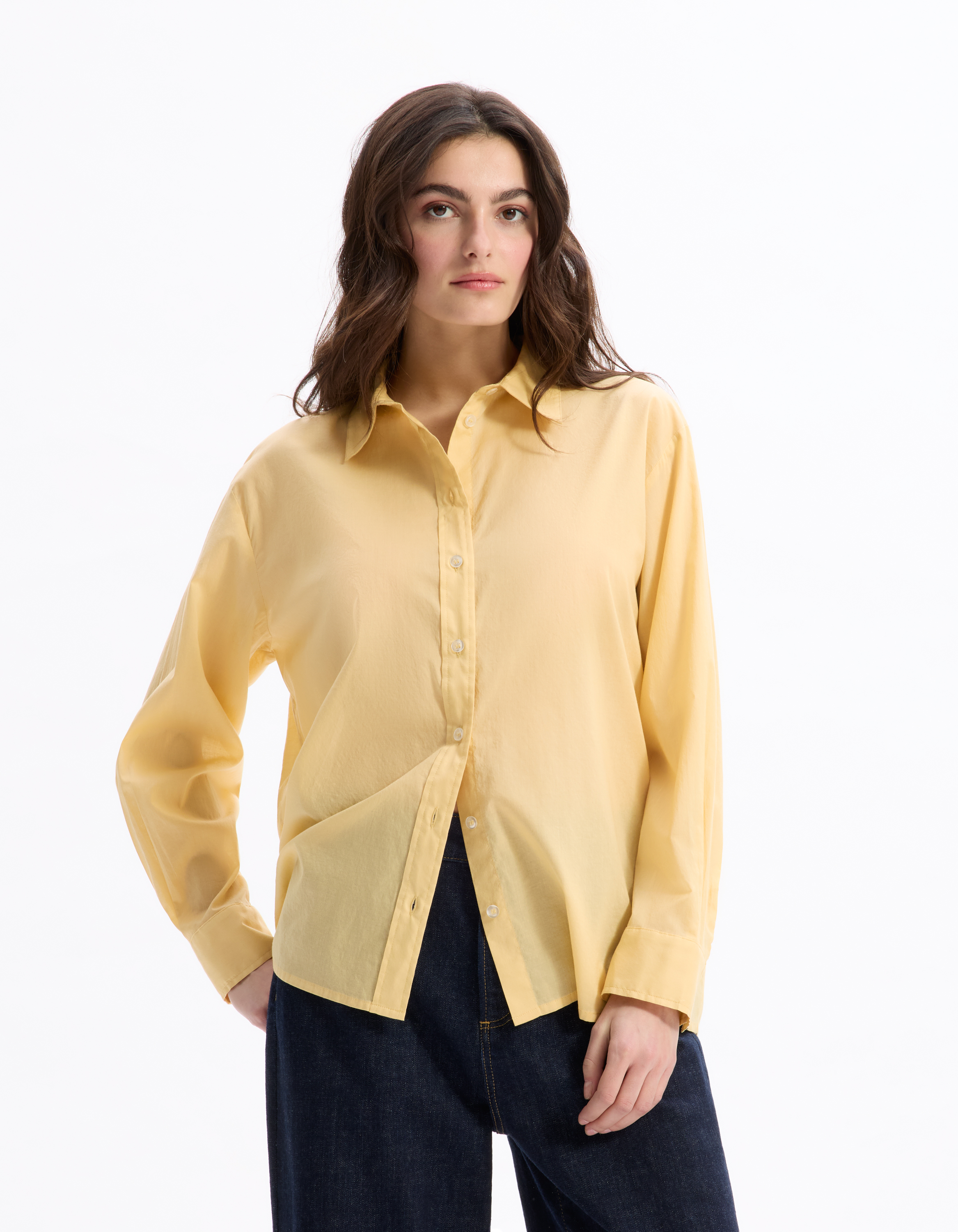 Chemise en voile de coton - jaune - celio - Modalova