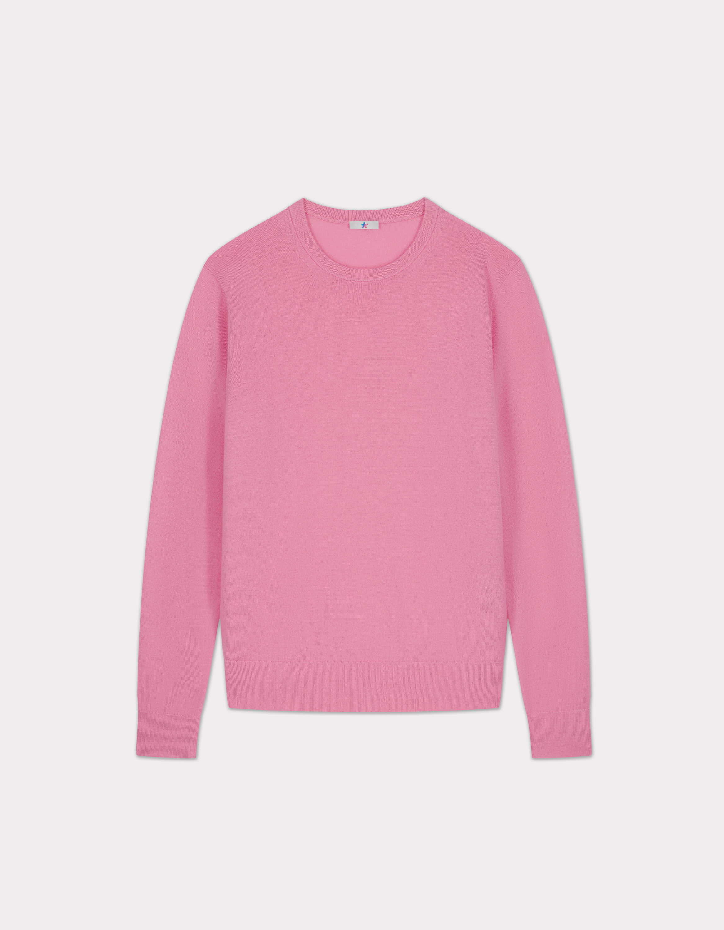 Pull 100% laine mérinos à col rond - rose