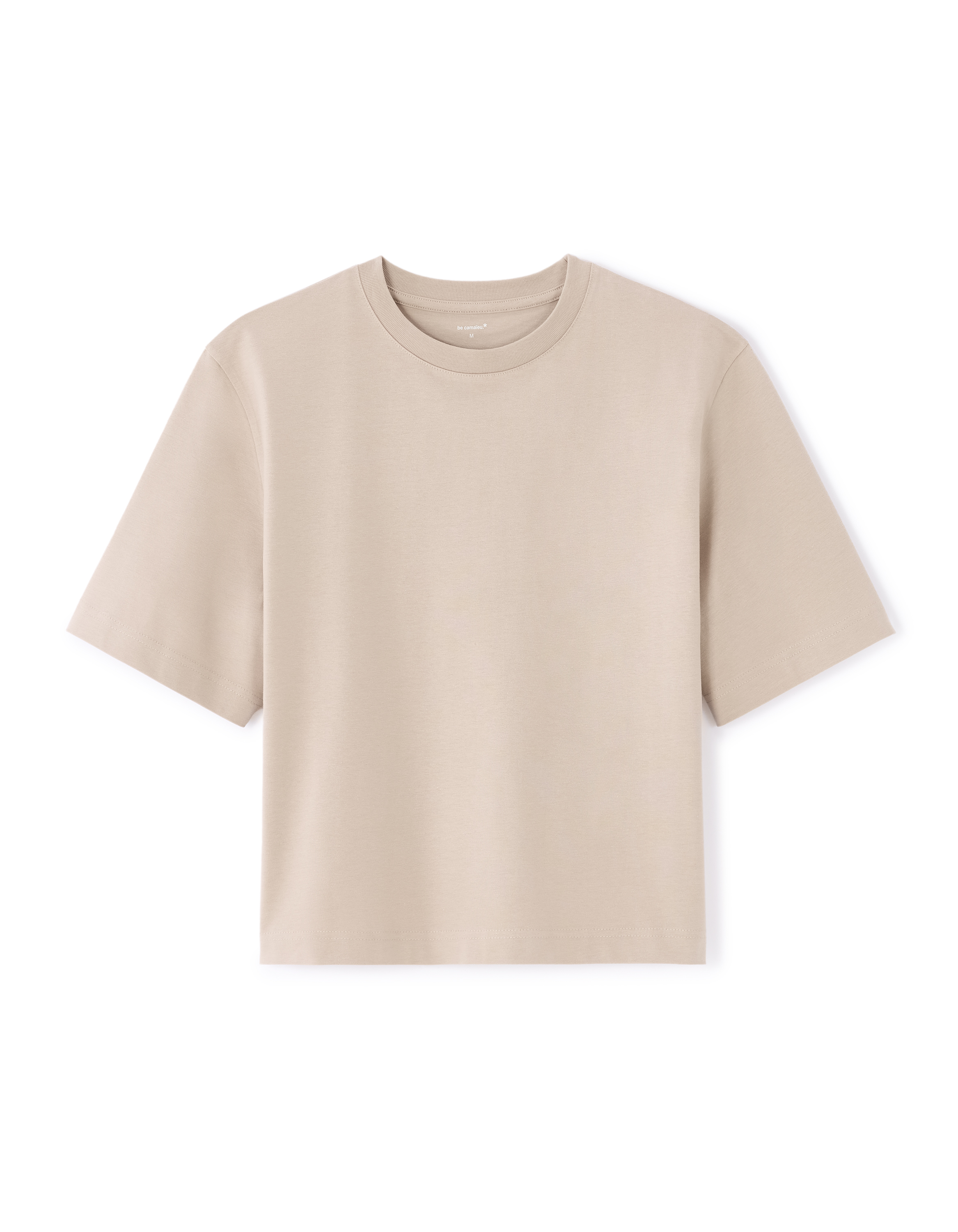 T-shirt boxy en coton épais - beige