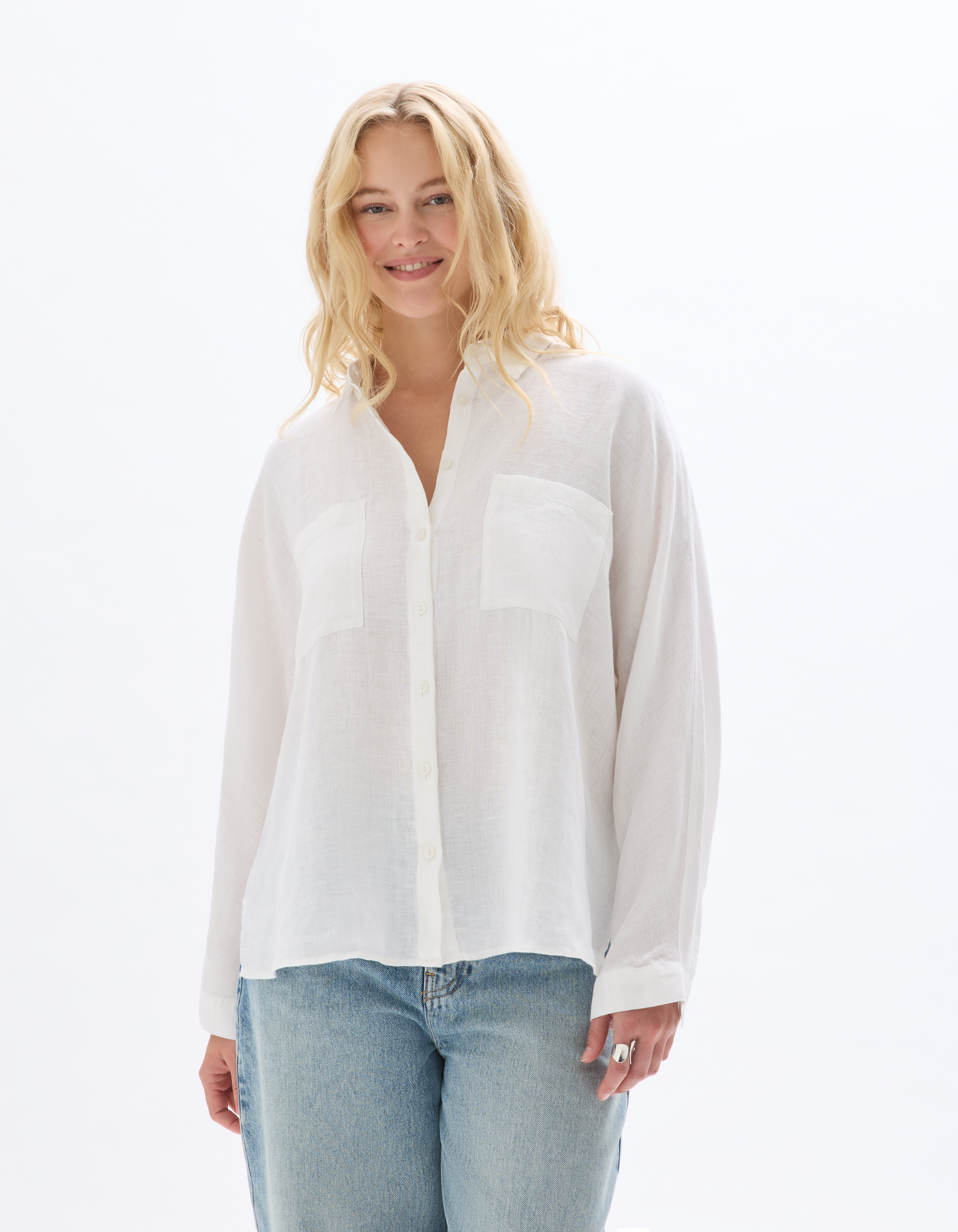 Chemise en lin oversize - blanc - celio - Modalova