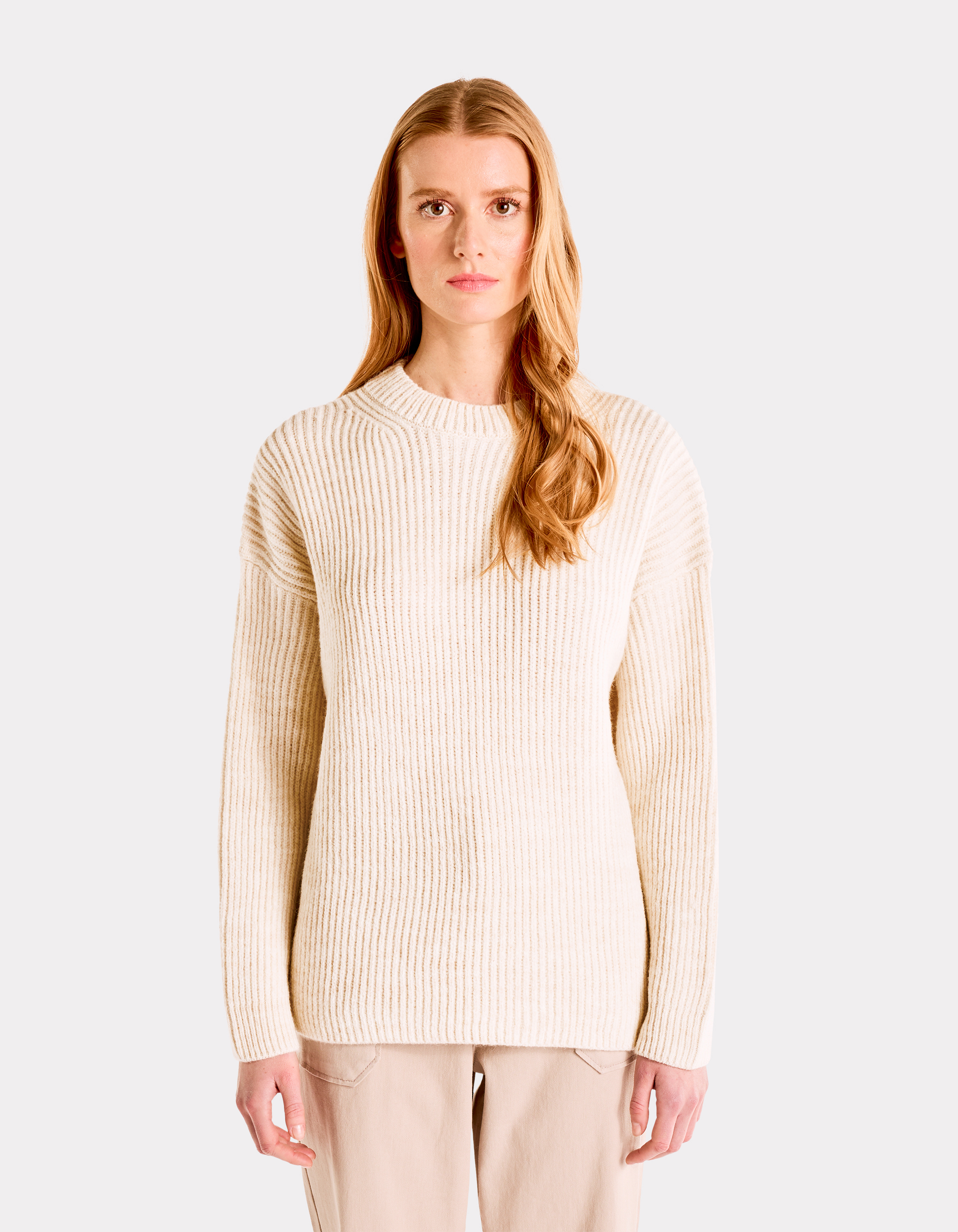 Pull épais à col rond - beige - celio - Modalova