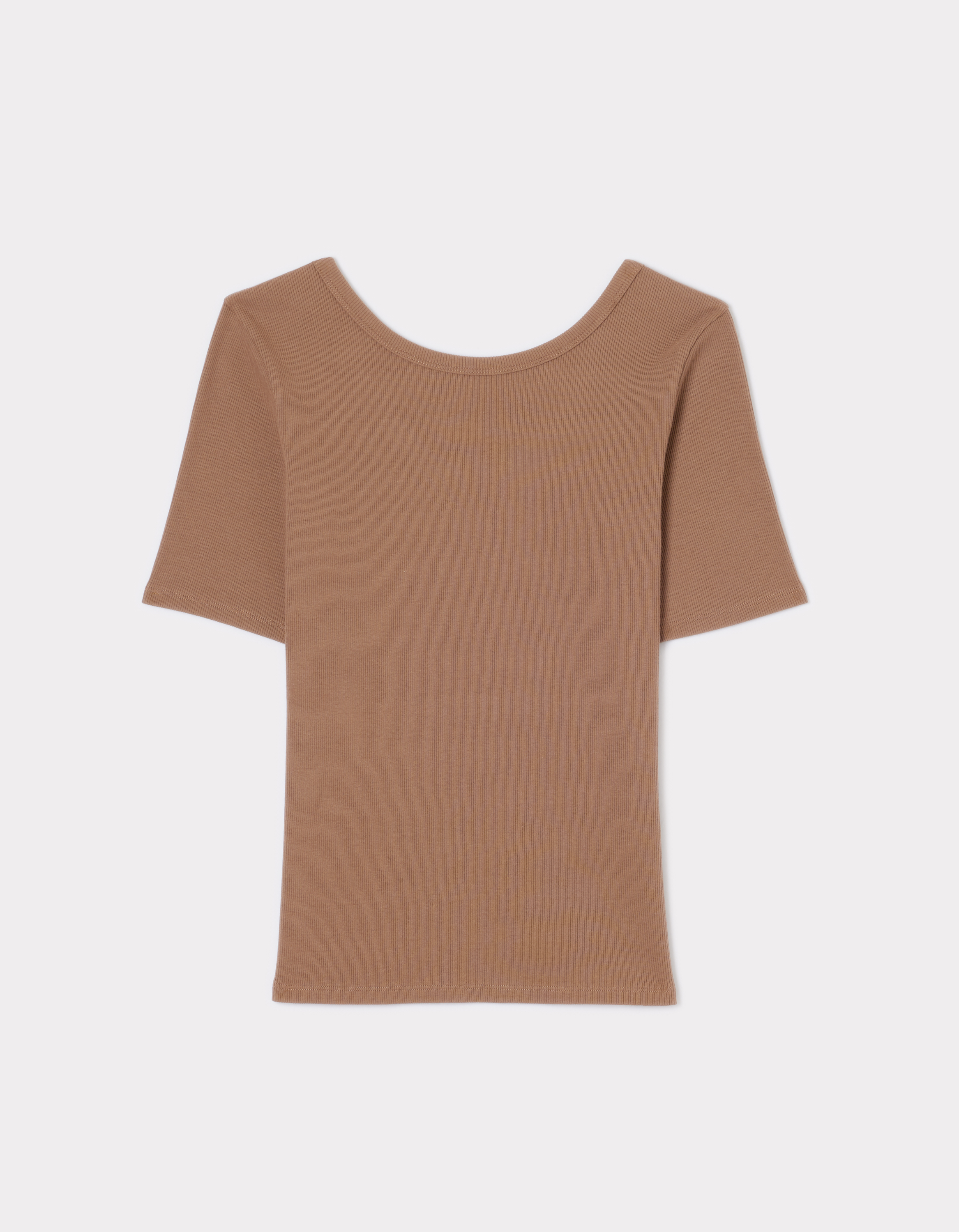 T-shirt côtelé à manches courtes - beige