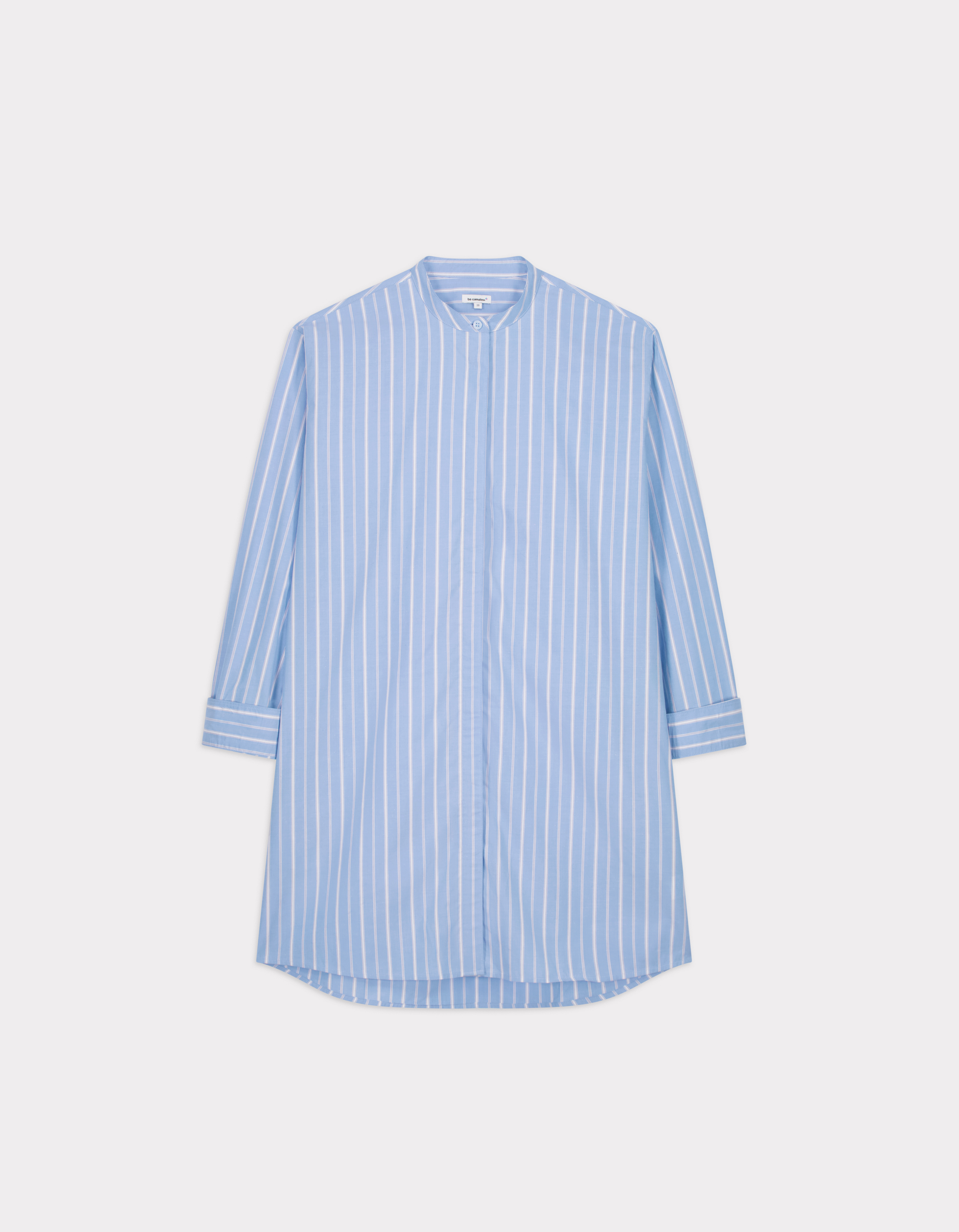 Robe à col mao à rayures - marine