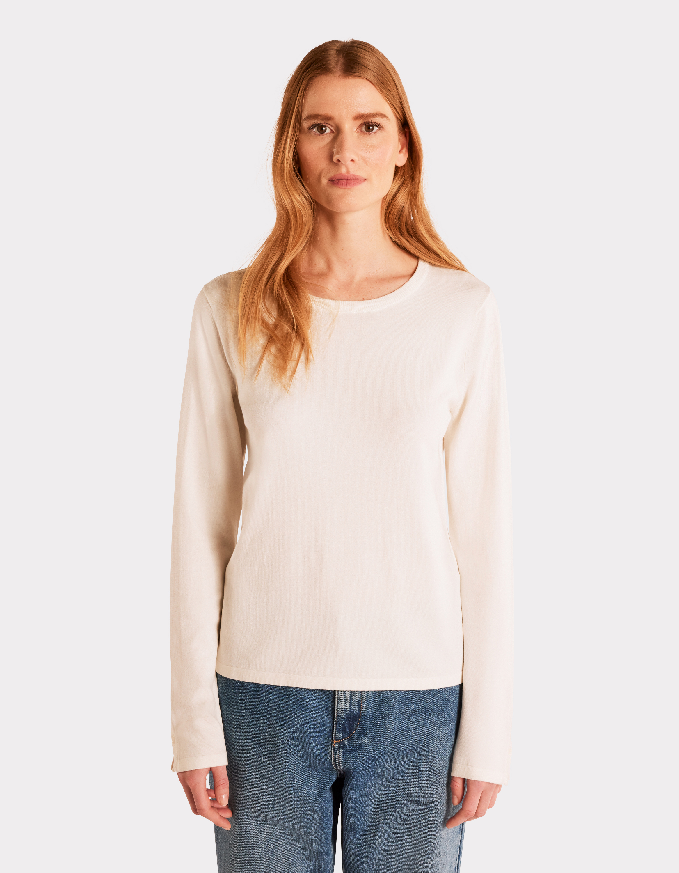 Pull fluide col rond en viscose Ecovero - écru - celio - Modalova