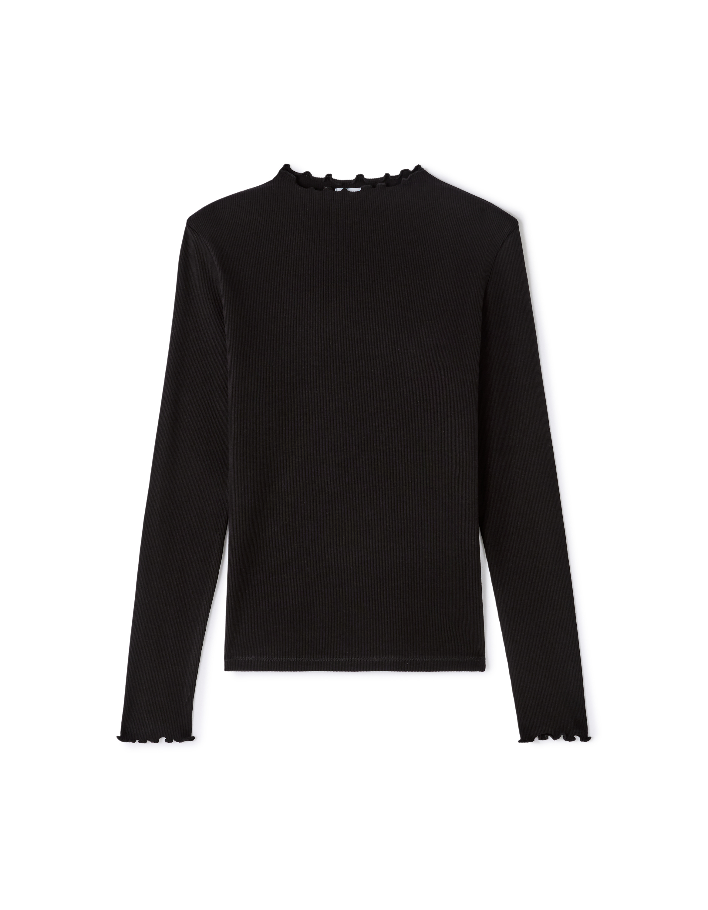 T-shirt côtelé à manches longues - noir