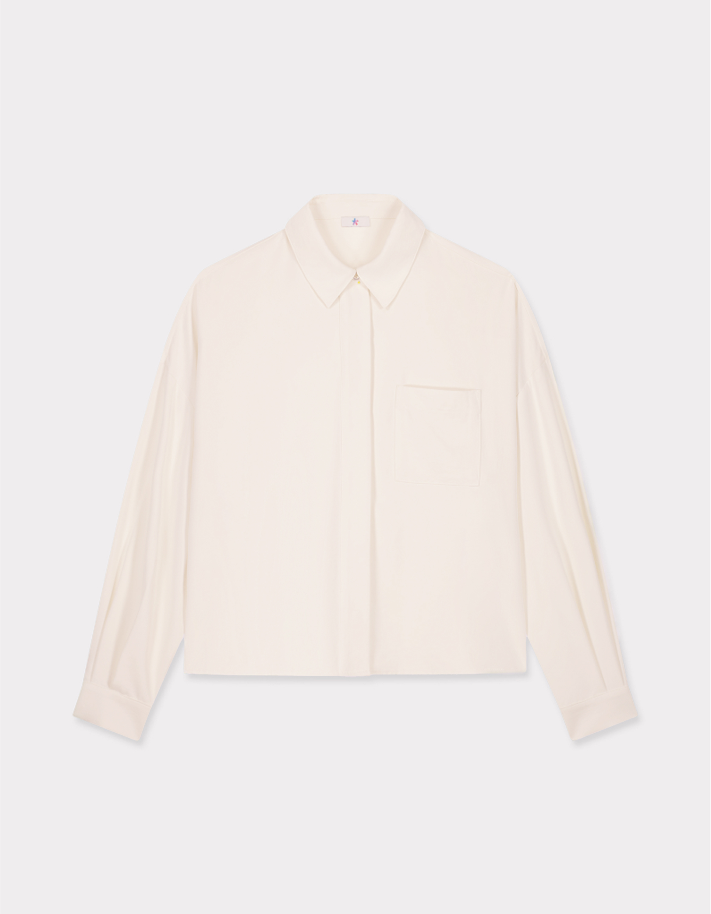 Chemise courte en satin - ecru