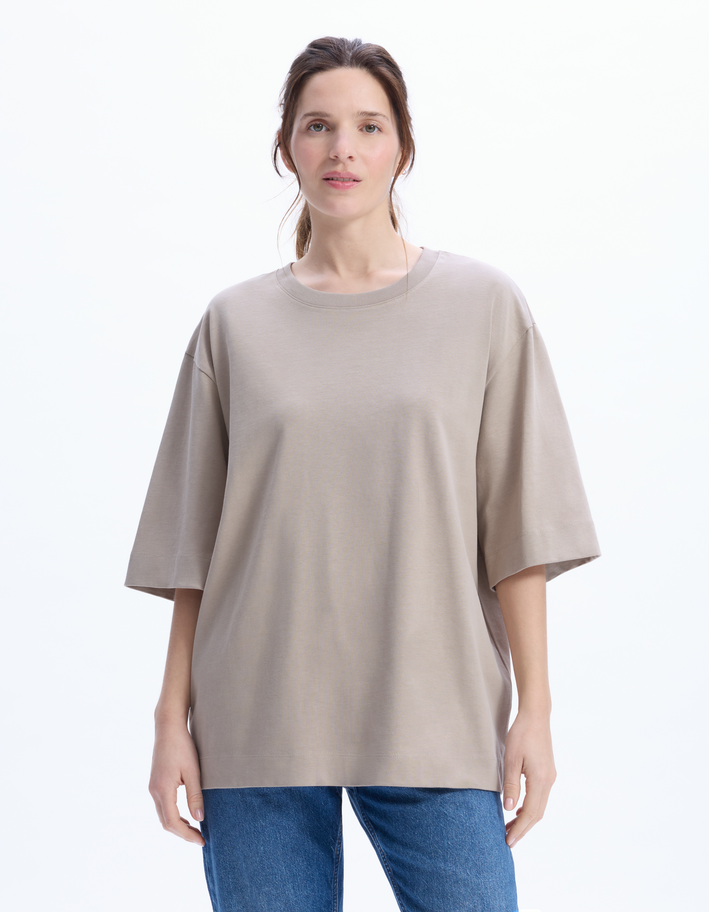 T-shirt en coton épais oversize - beige - celio - Modalova