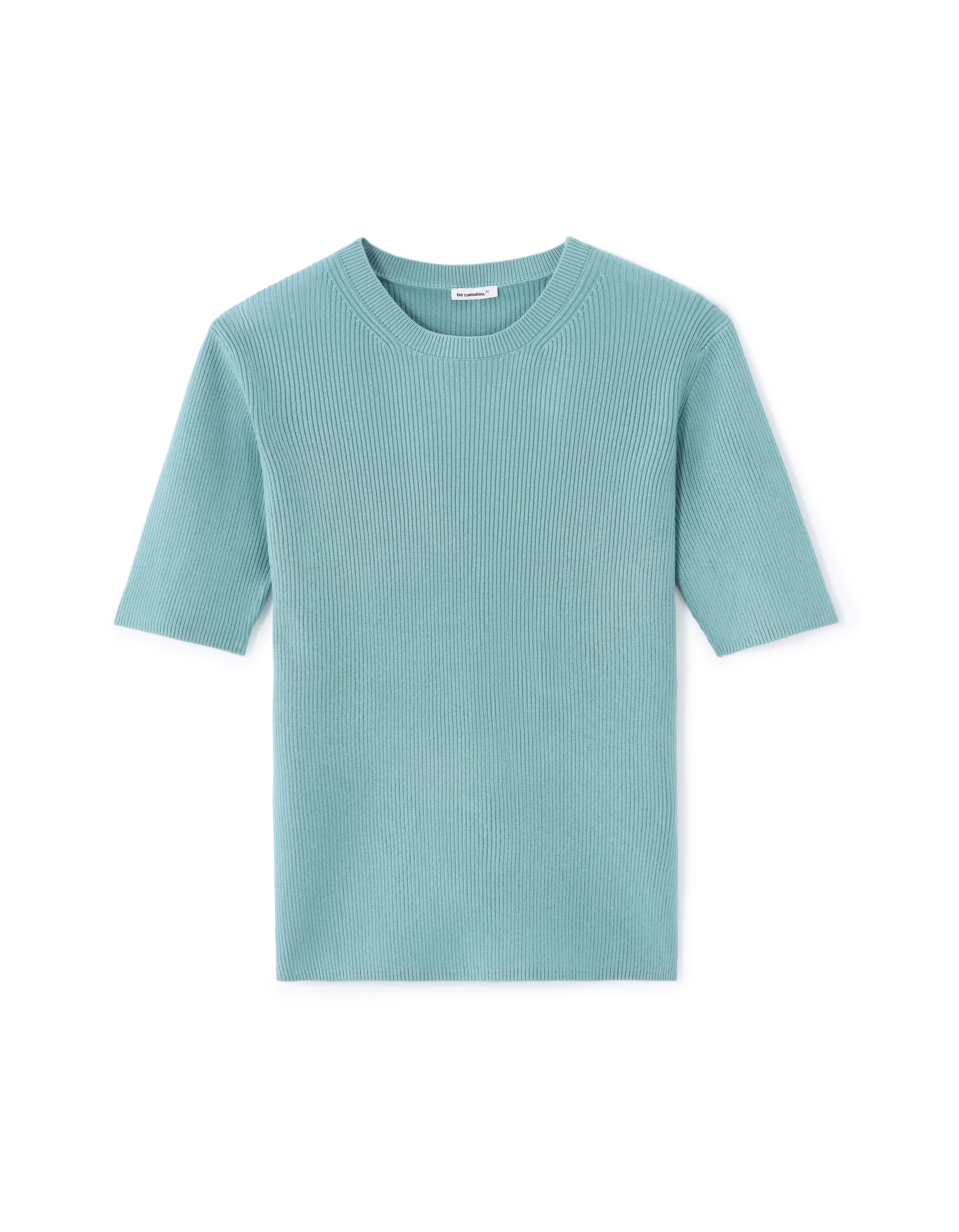Pull en maille côtelée - bleu
