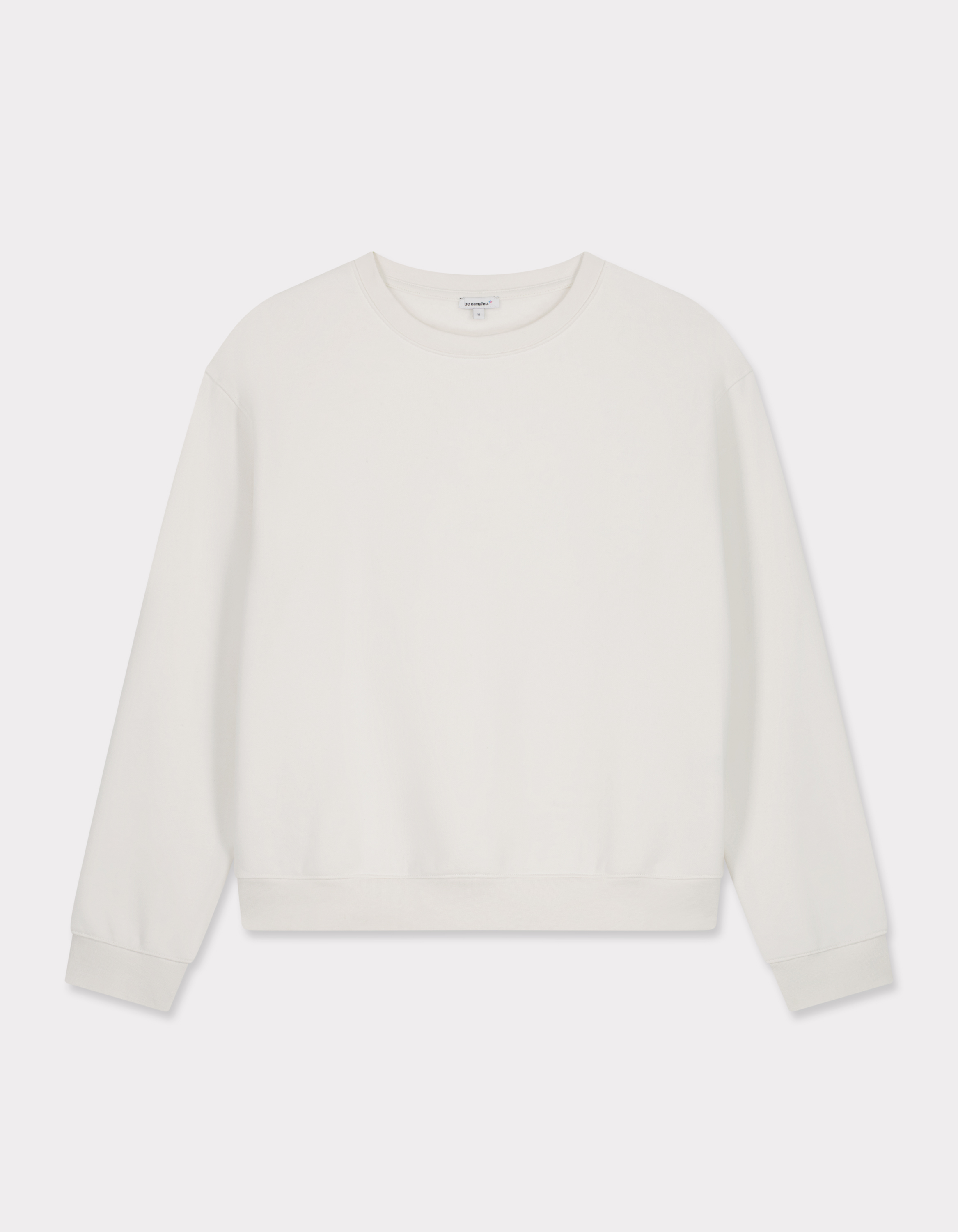Sweat à col rond en molleton - beige