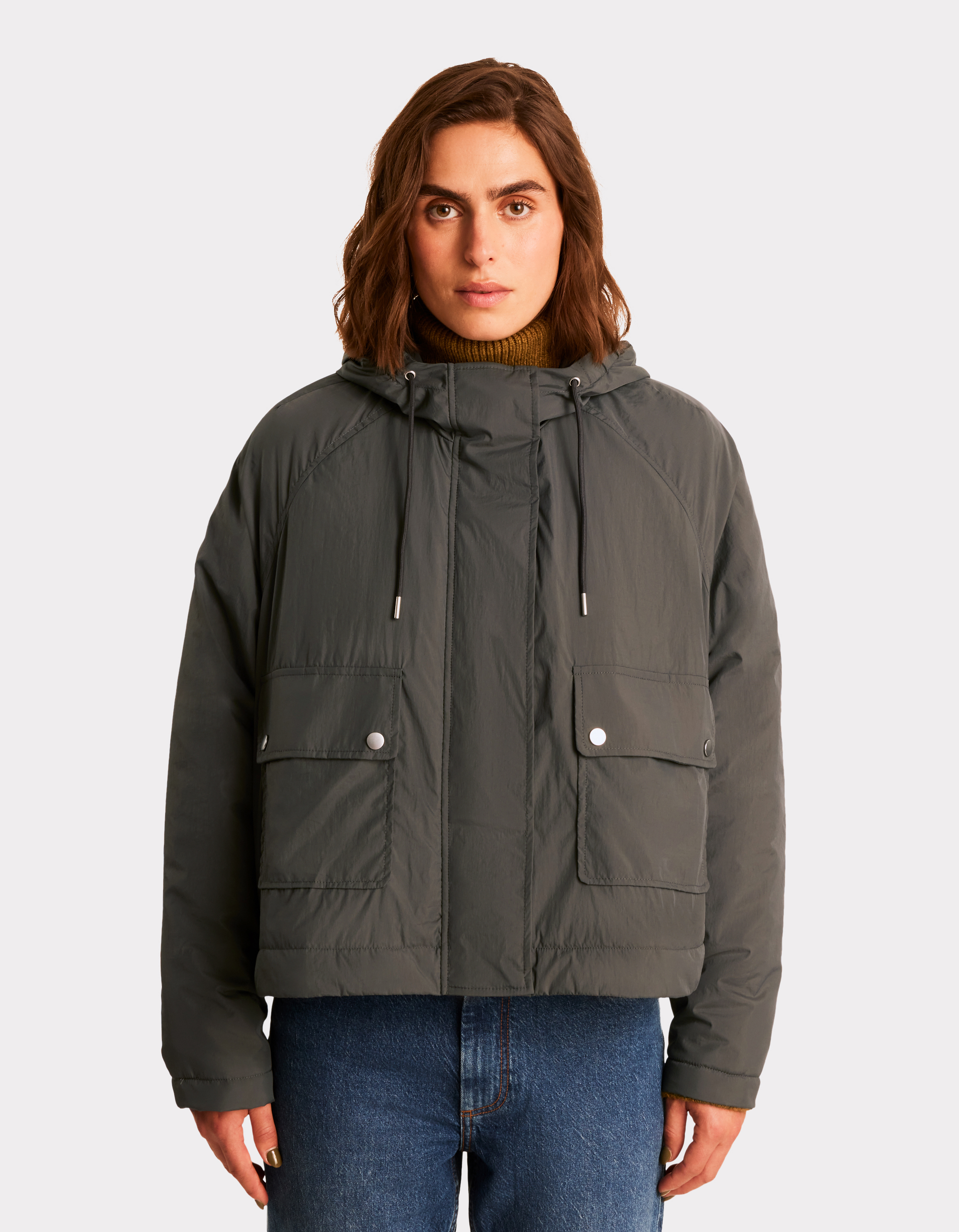 Parka courte à capuche resserable - gris - celio - Modalova