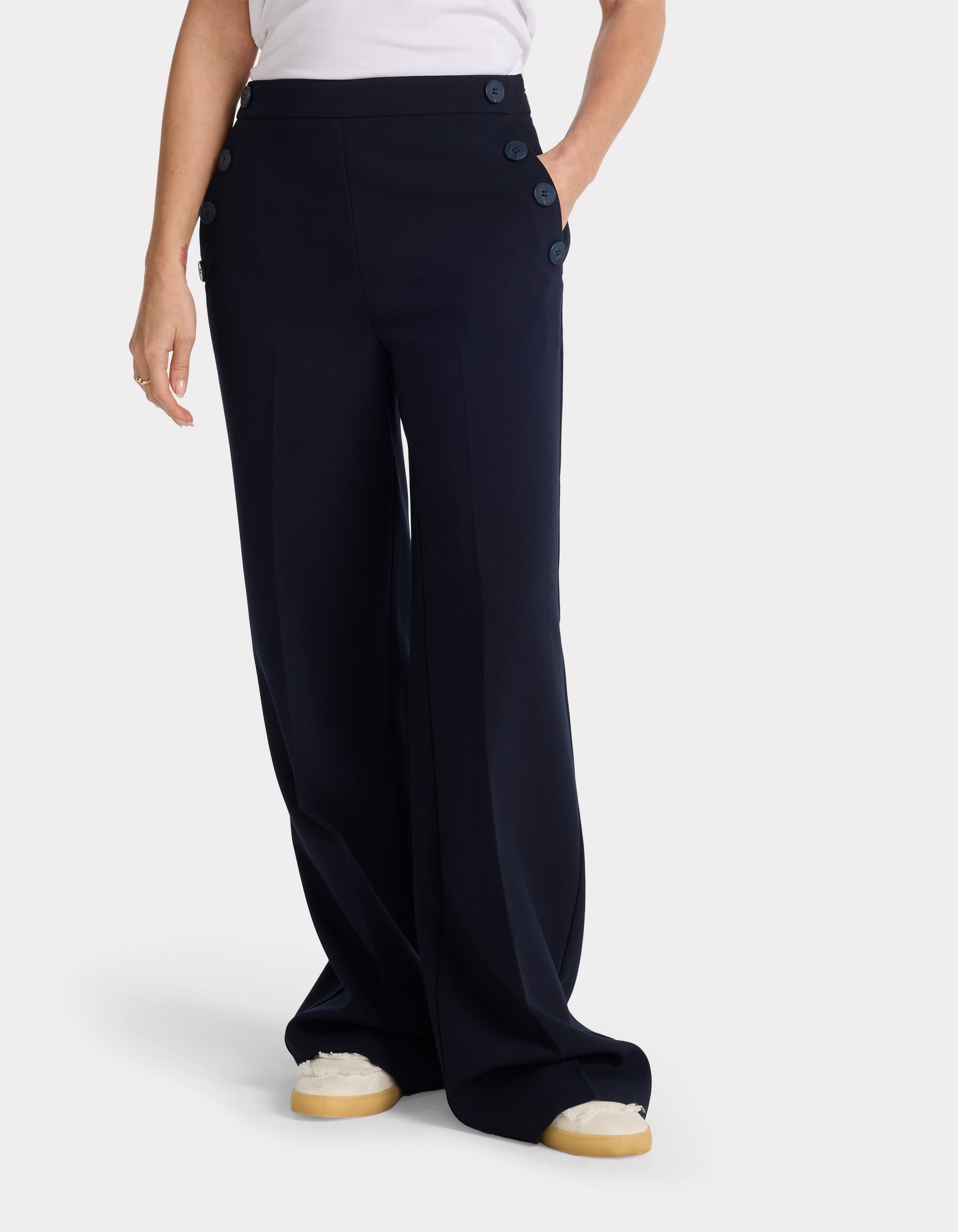 Pantalon fluide - marine - celio - Modalova