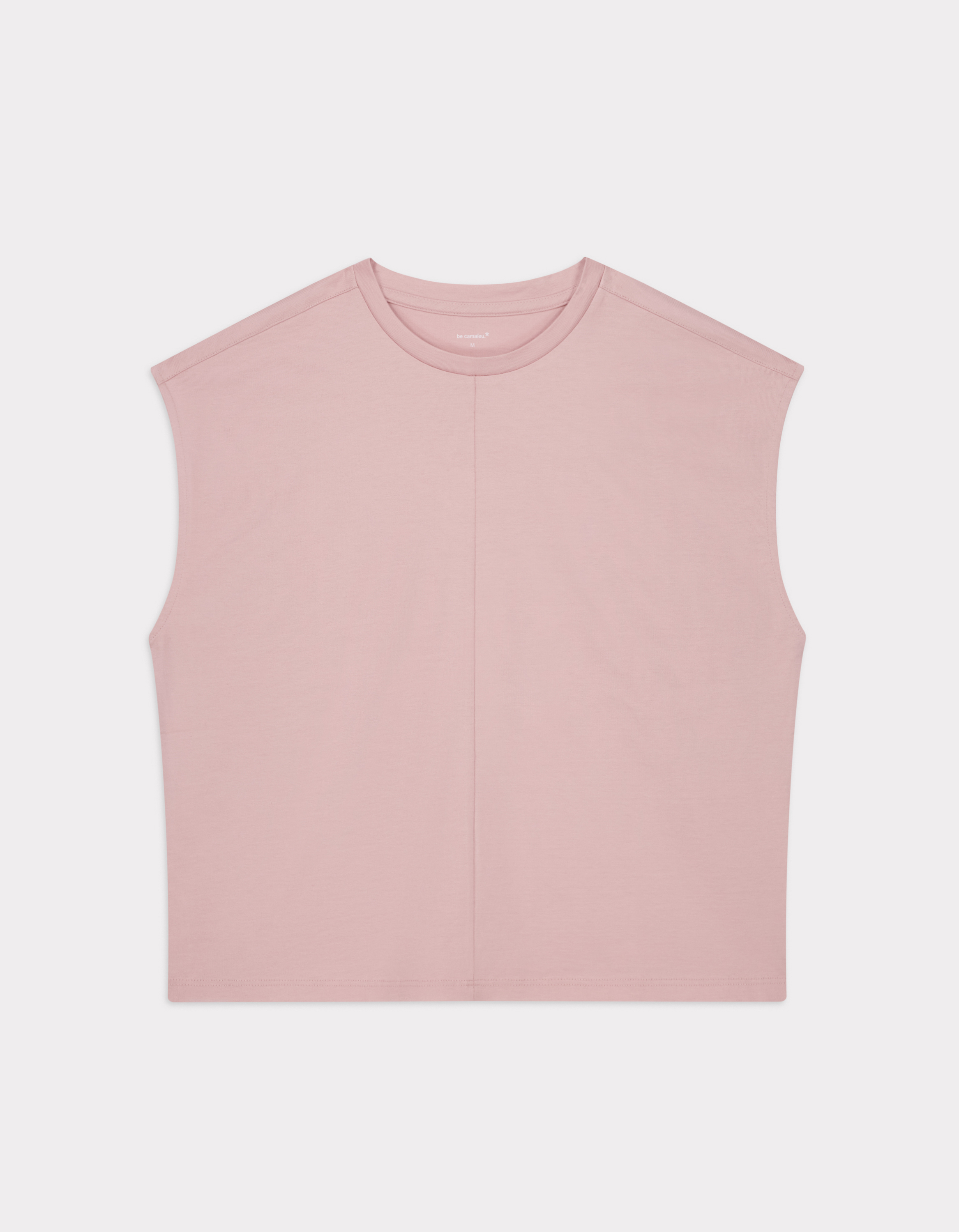 T-shirt sans manche en coton boxy - rose