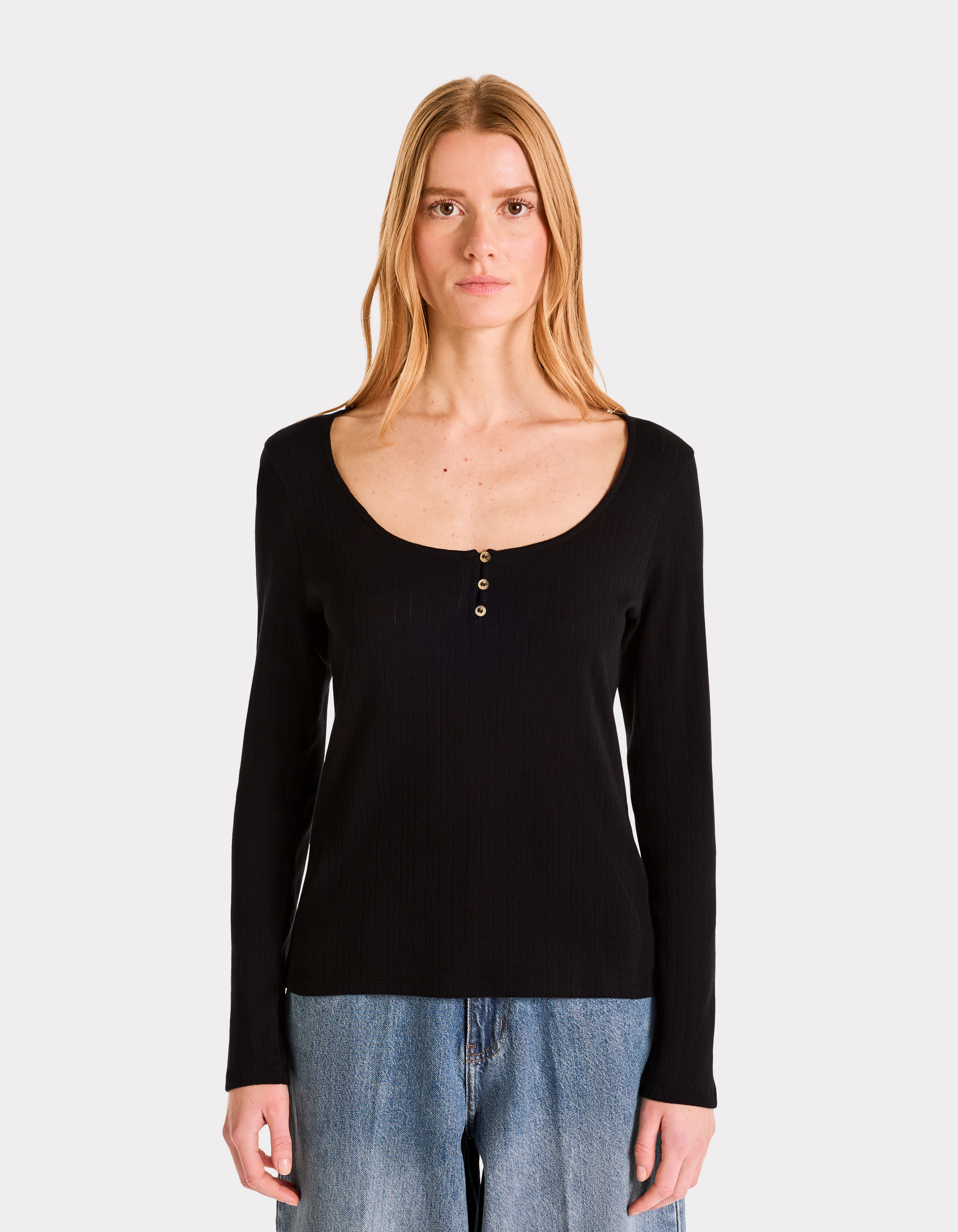 T-shirt maille pointelle - noir - celio - Modalova