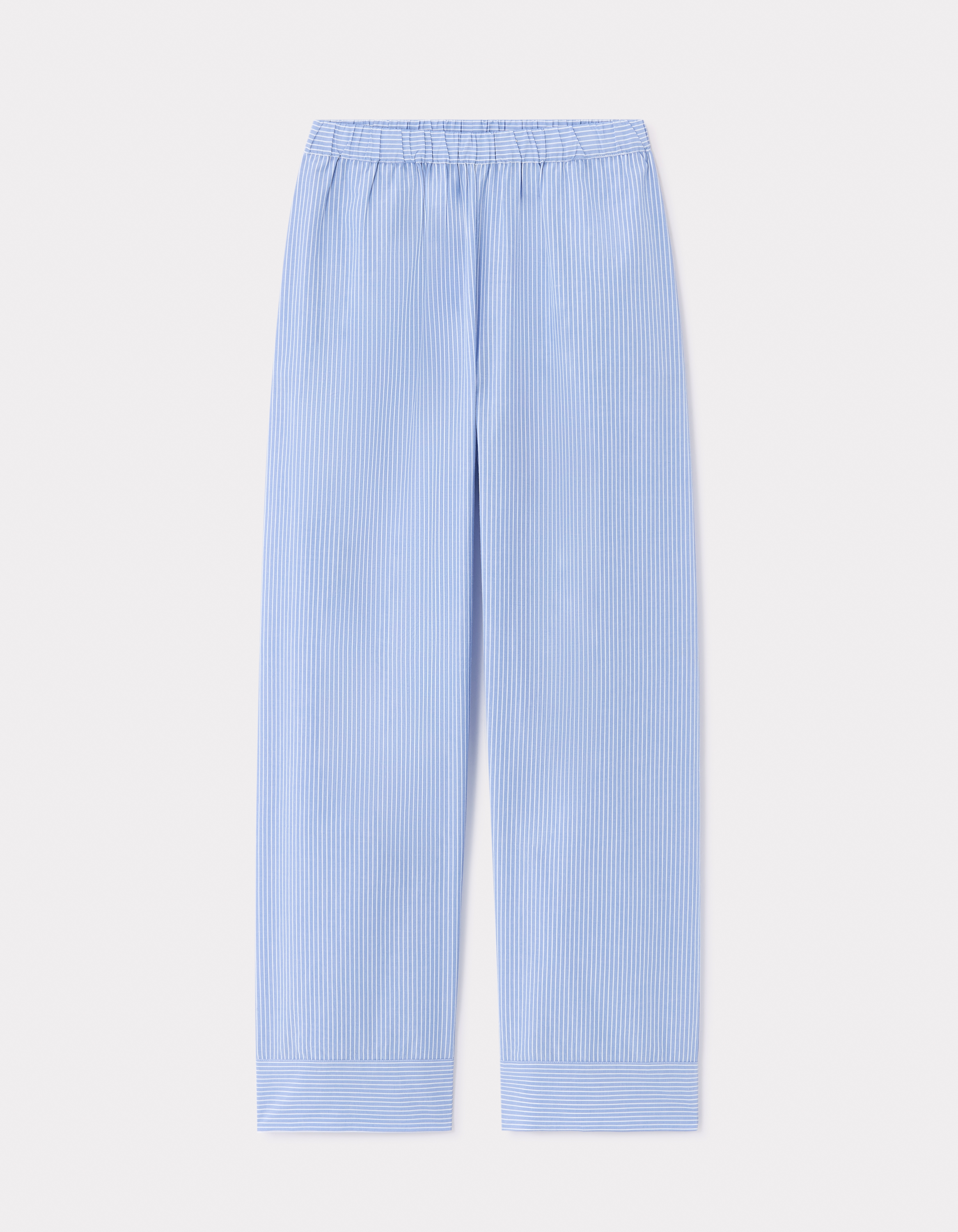 Pantalon de pyjama large en popeline de coton - bleu