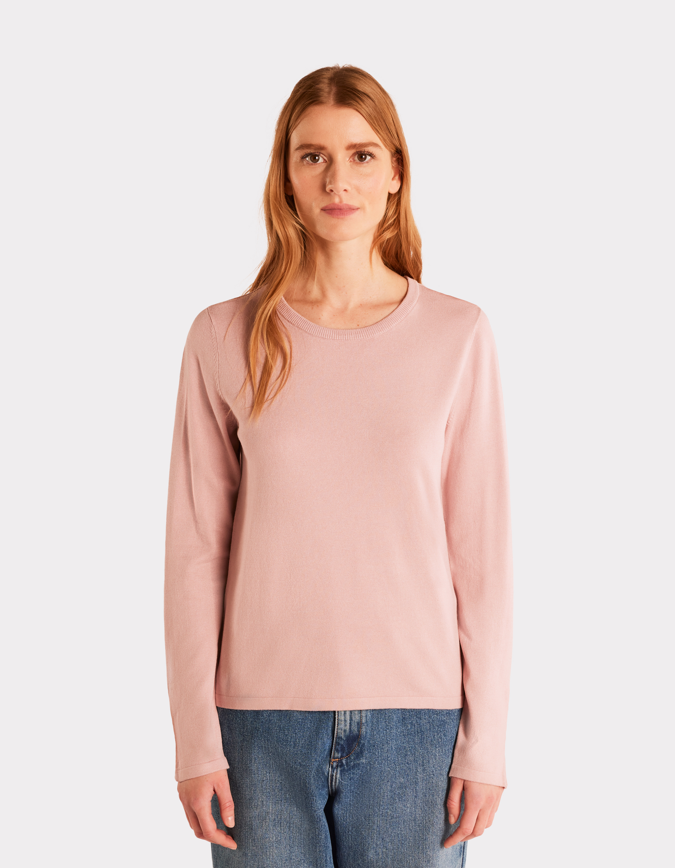 Pull fluide col rond en viscose Ecovero - rose - celio - Modalova