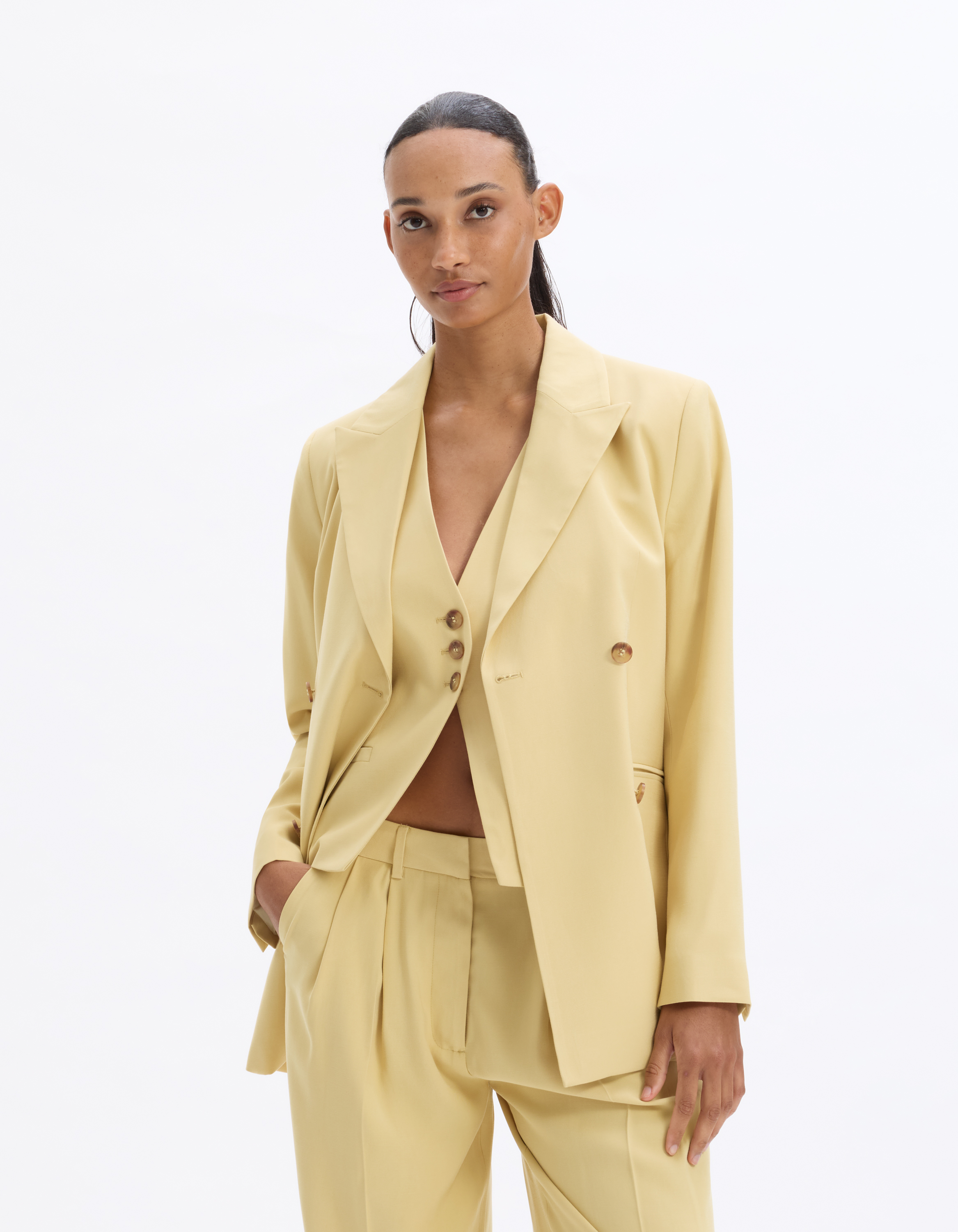Veste blazer manches longues - jaune - celio - Modalova