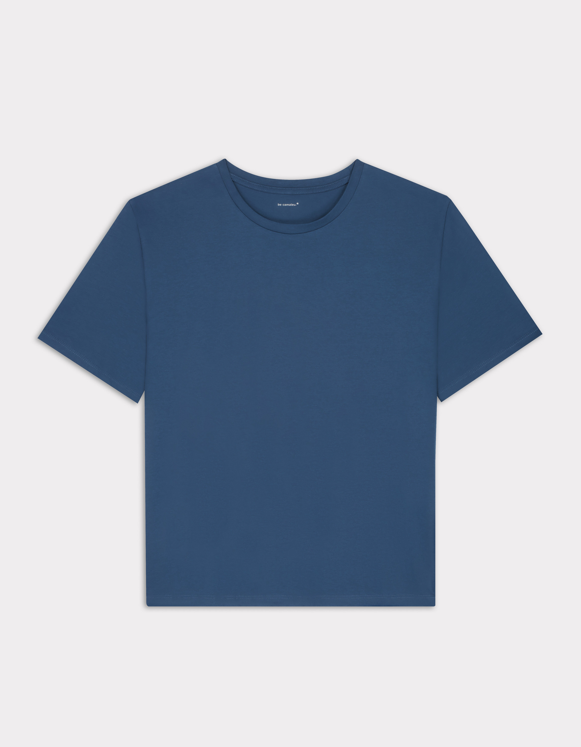 T-shirt en coton biologique col rond - bleu