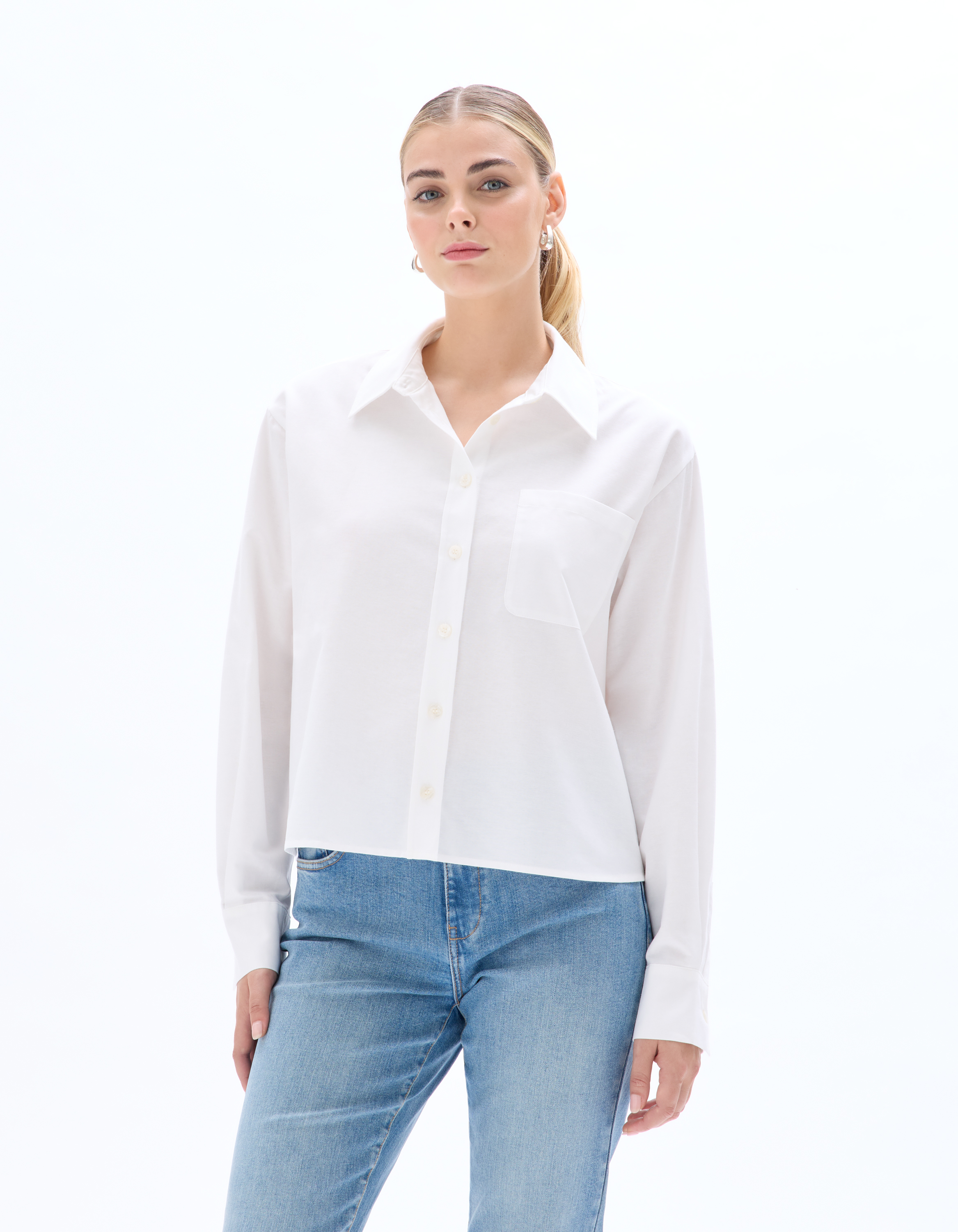 Chemise oxford courte - blanc - celio - Modalova