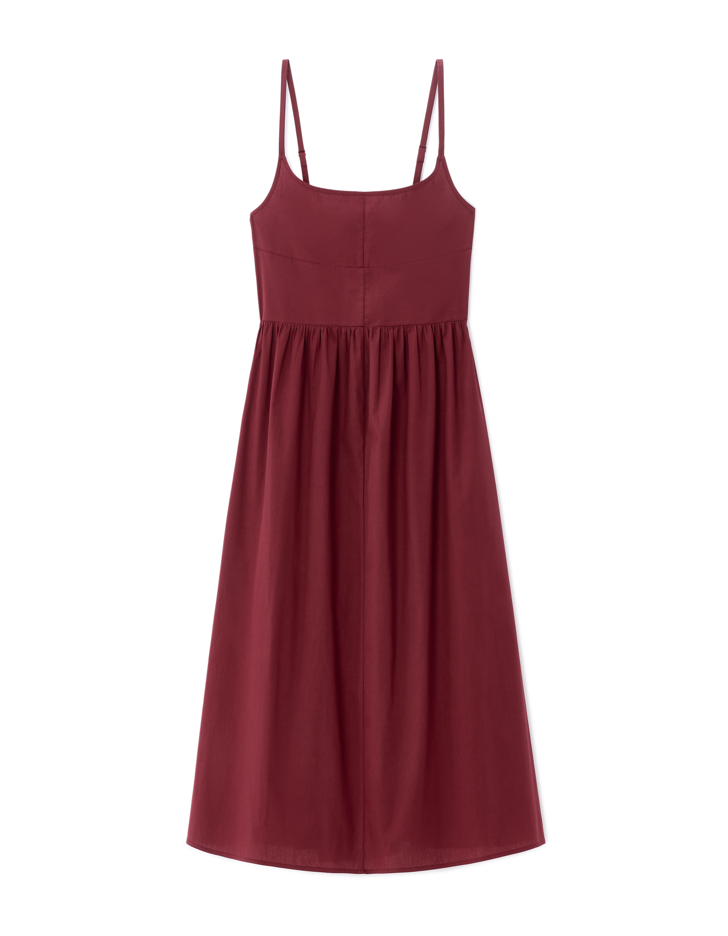Robe fluide longue à bretelles - bordeaux