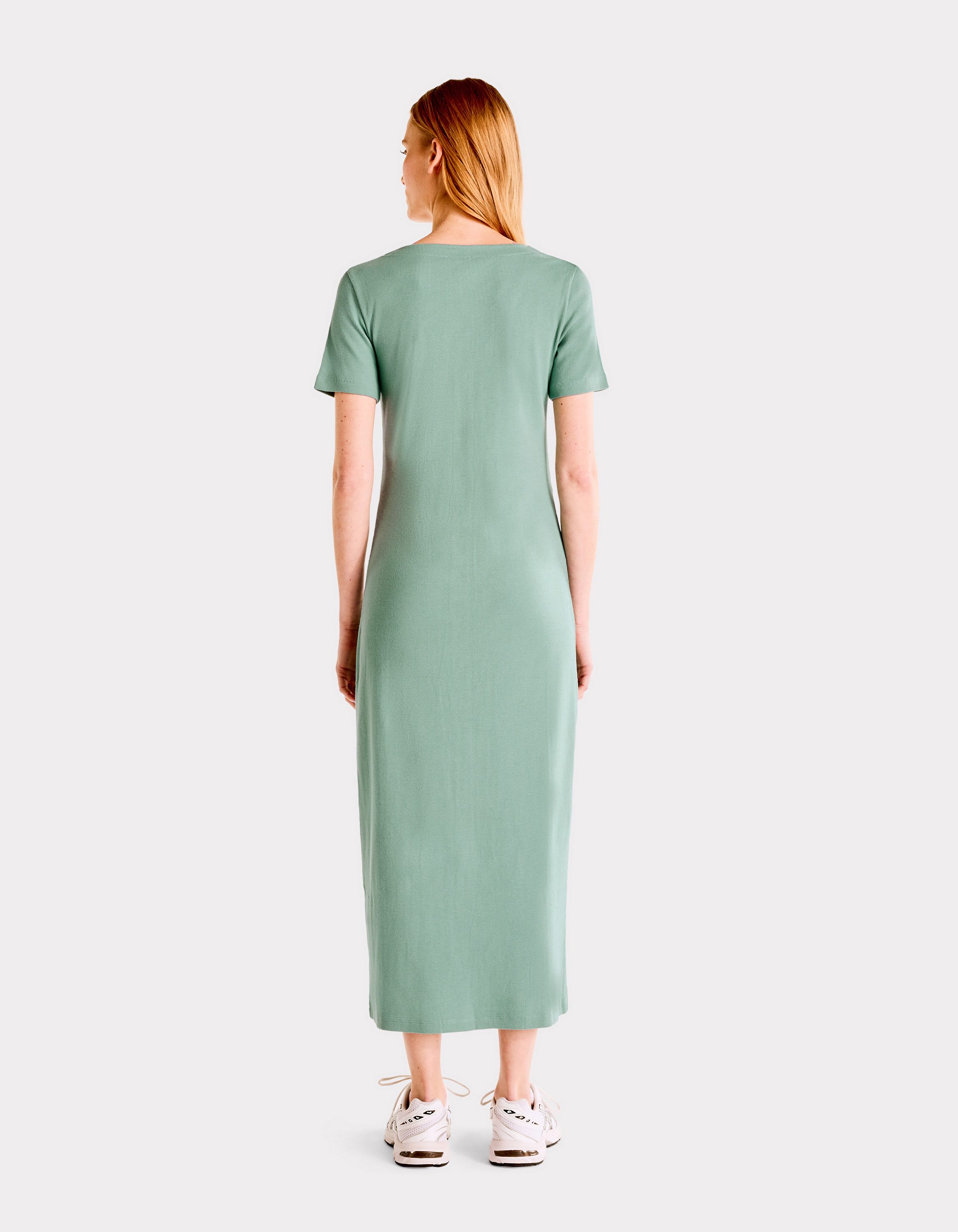 Robe longue côtelée boutonnée - vert - celio - Modalova