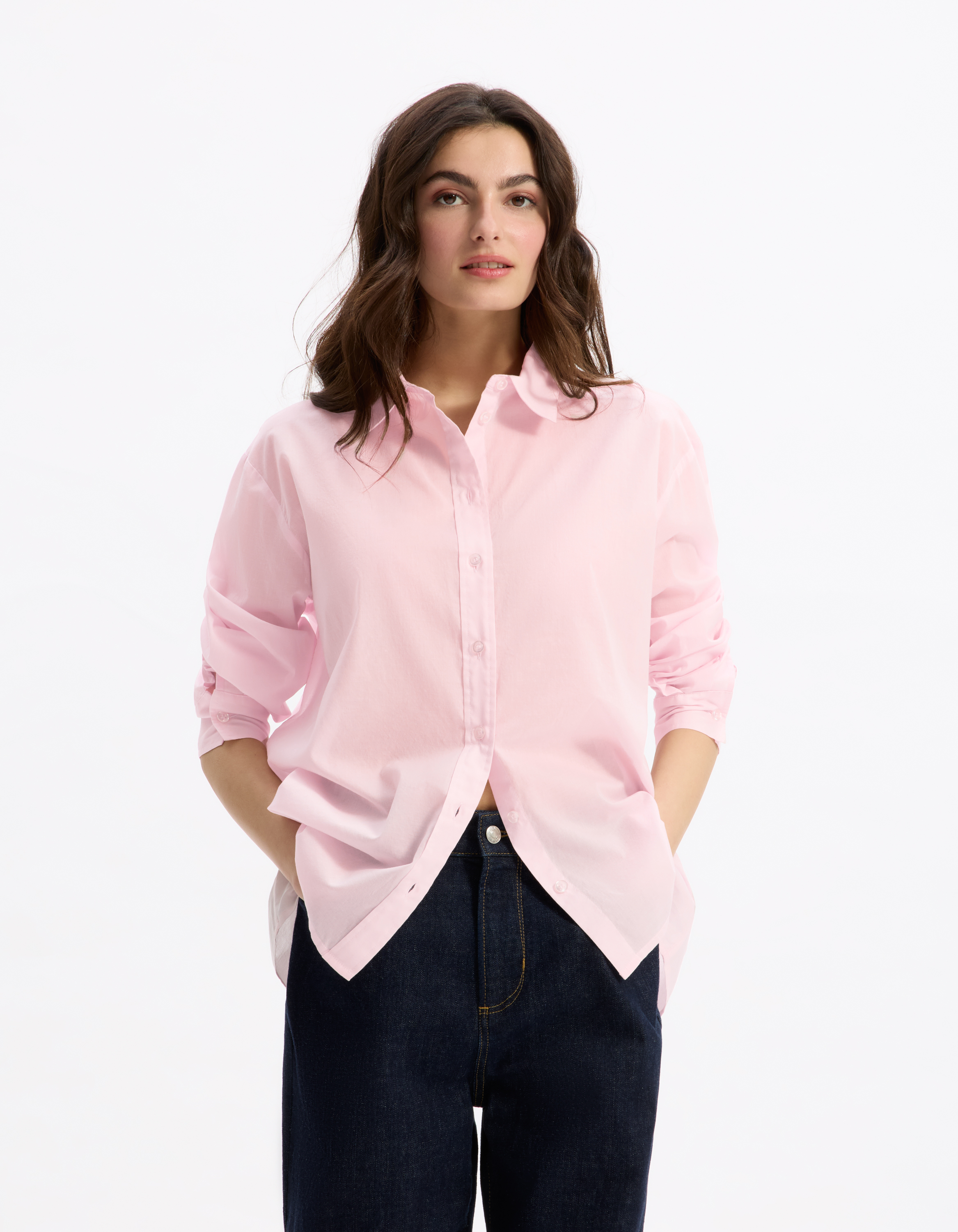 Chemise en voile de coton - rose - celio - Modalova