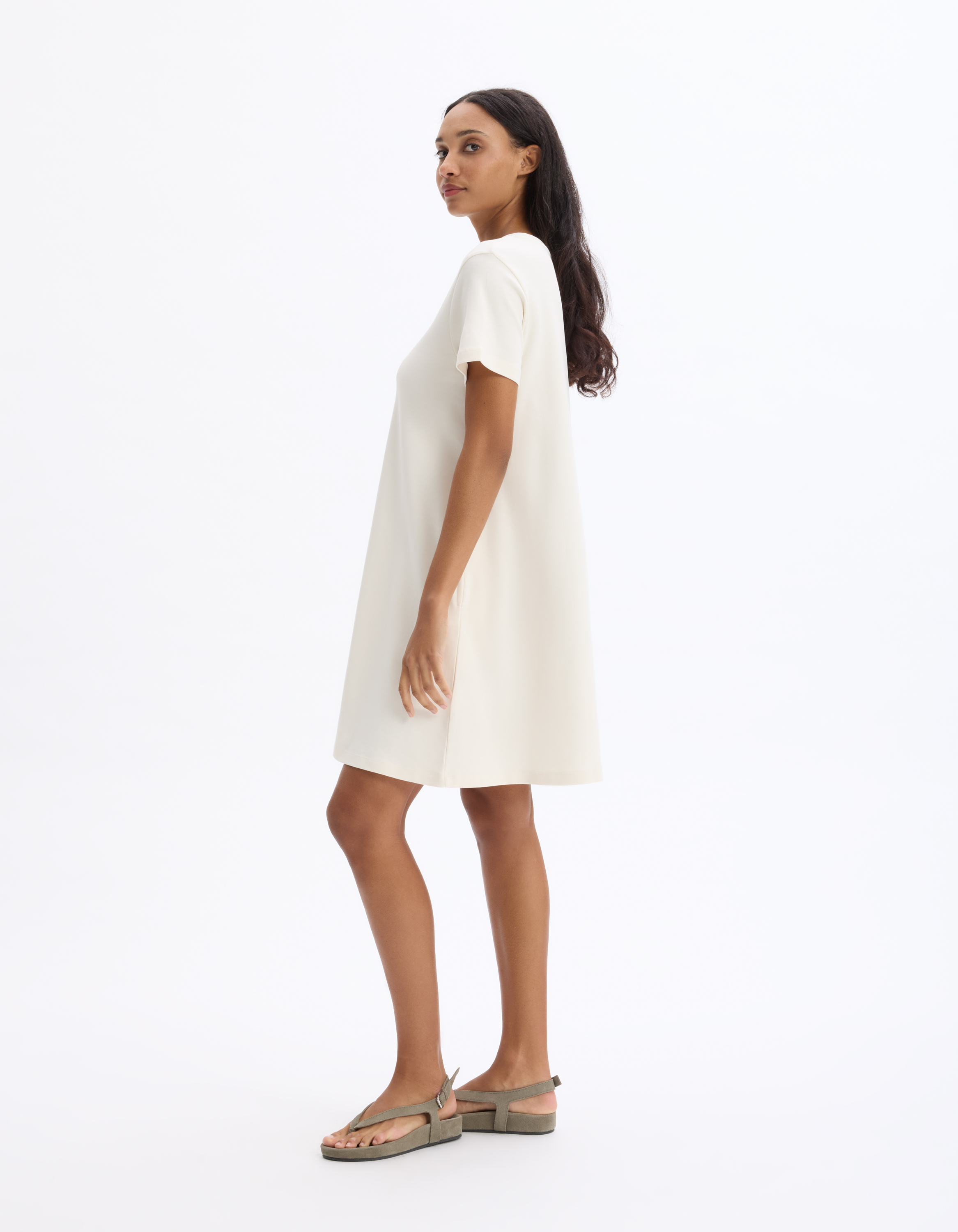 Robe courte en coton - beige - celio - Modalova