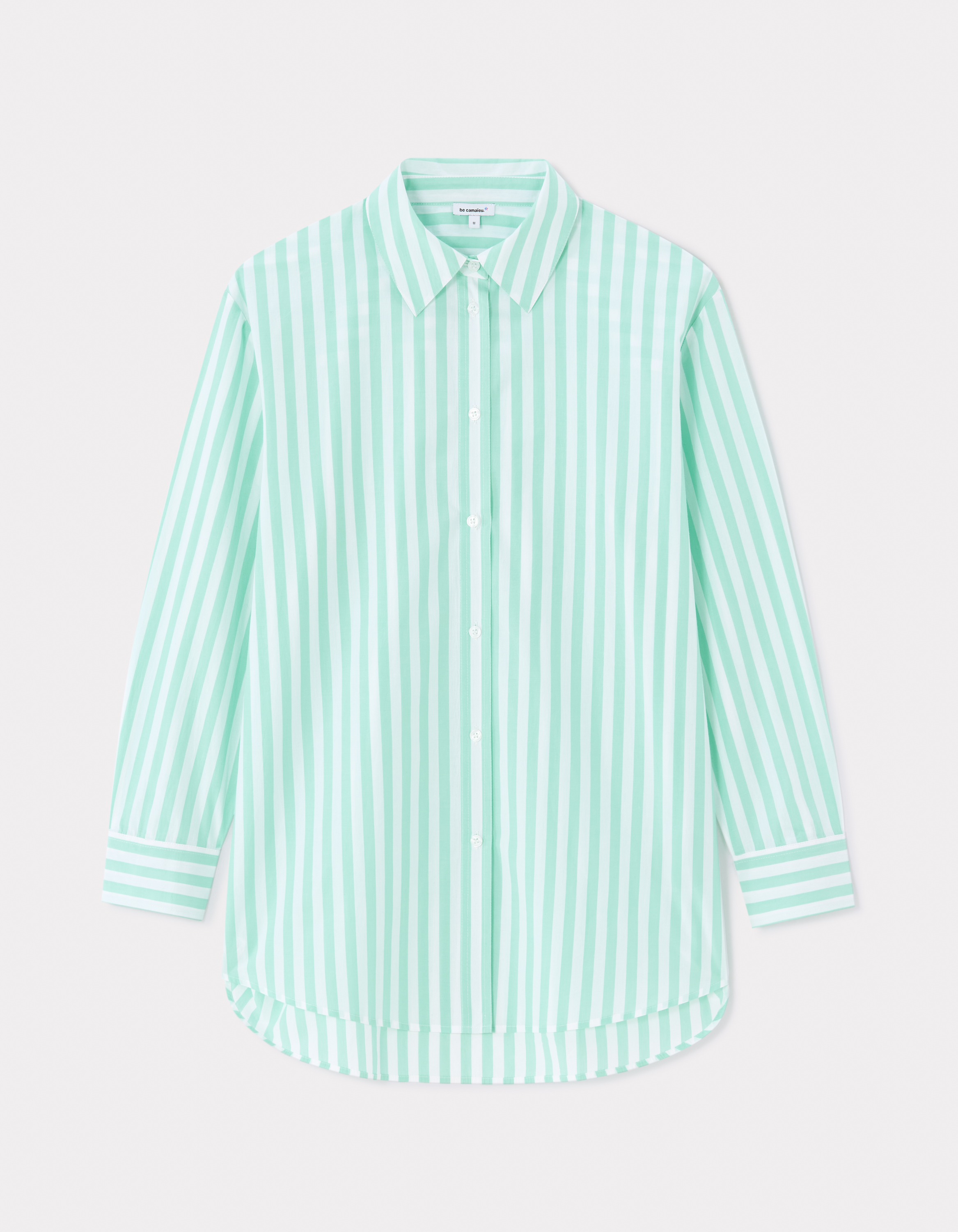 Chemise de pyjama en popeline rayé - vert d'eau