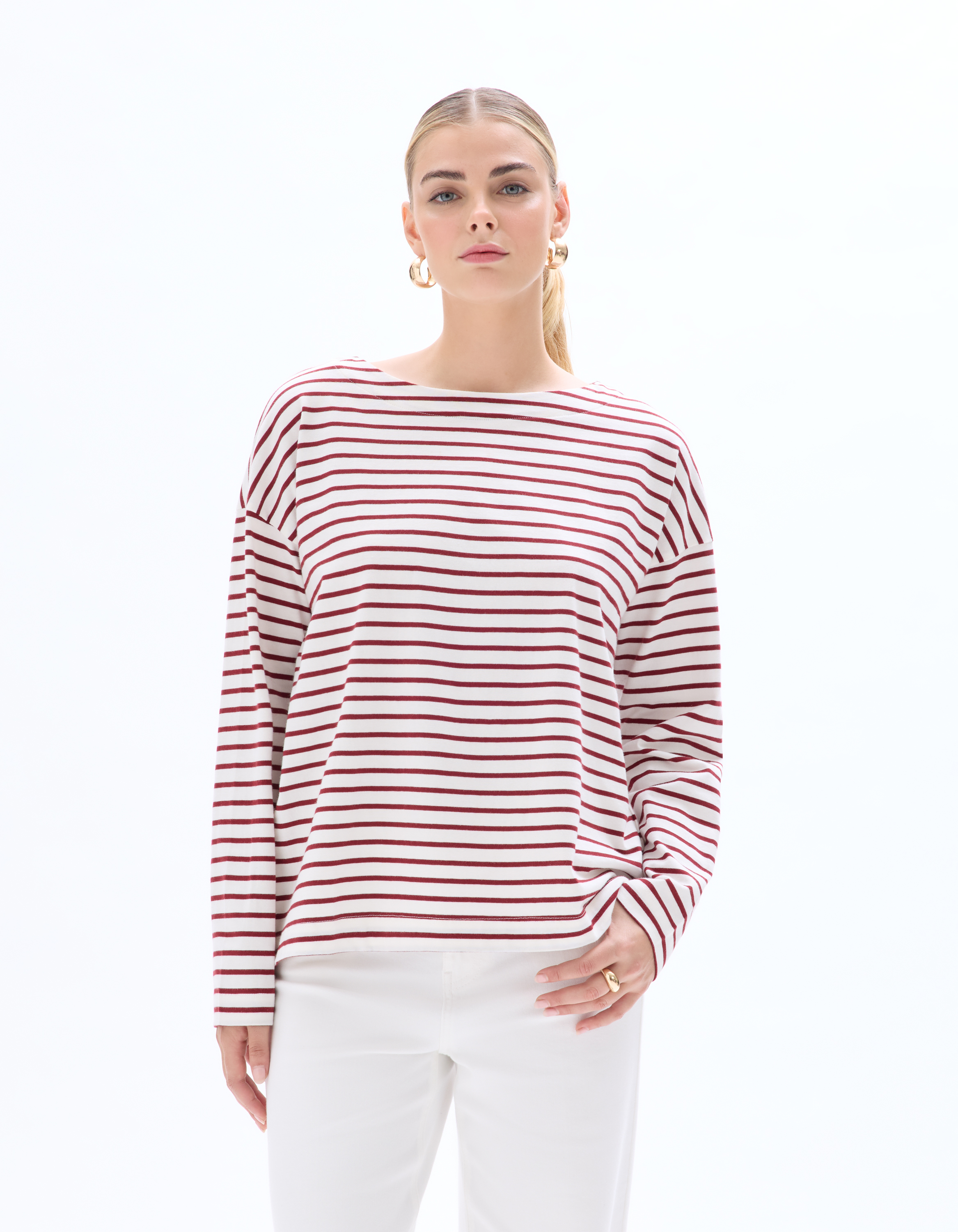 T-shirt rayé à manches longues - rouge - celio - Modalova