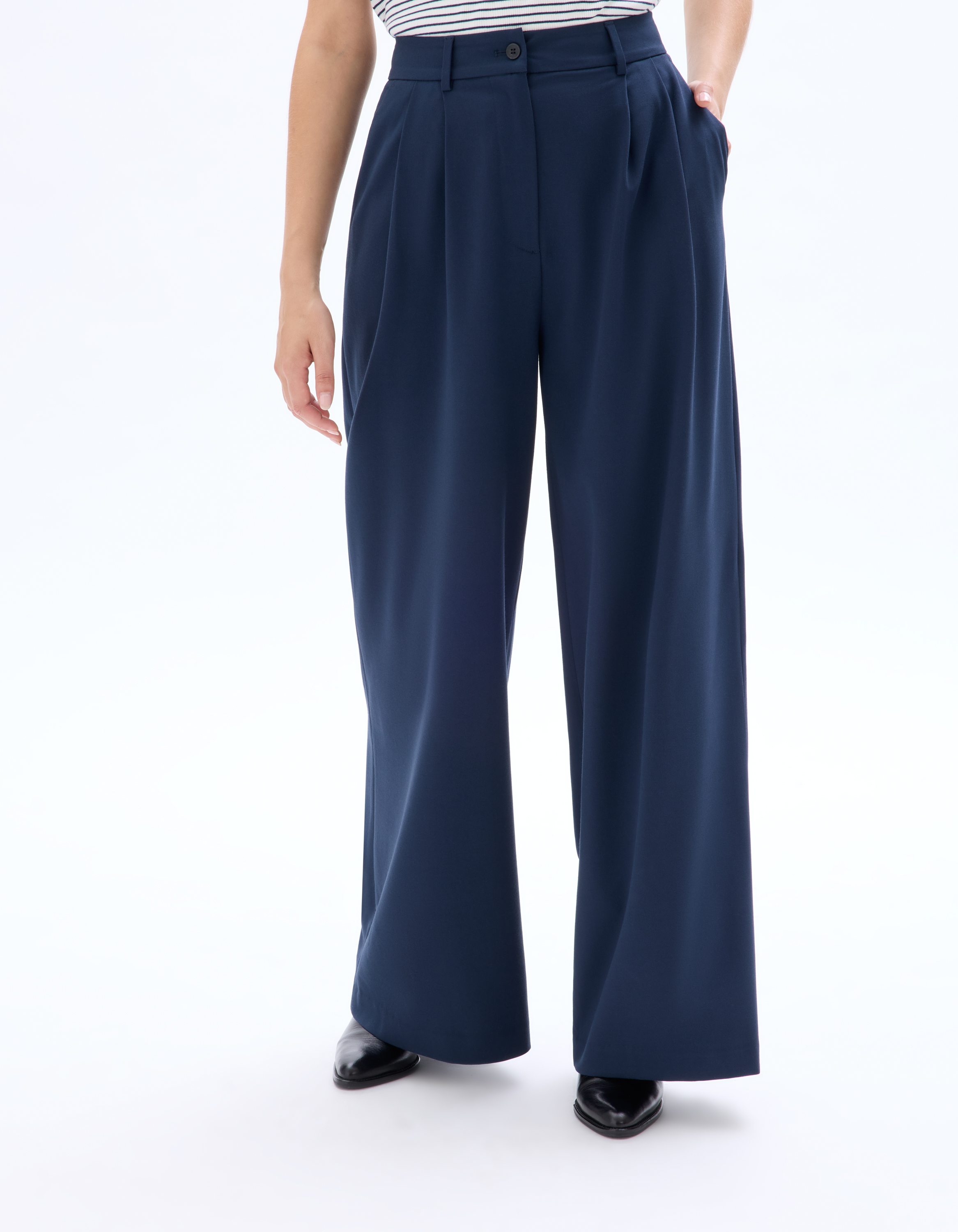Pantalon large - marine - celio - Modalova