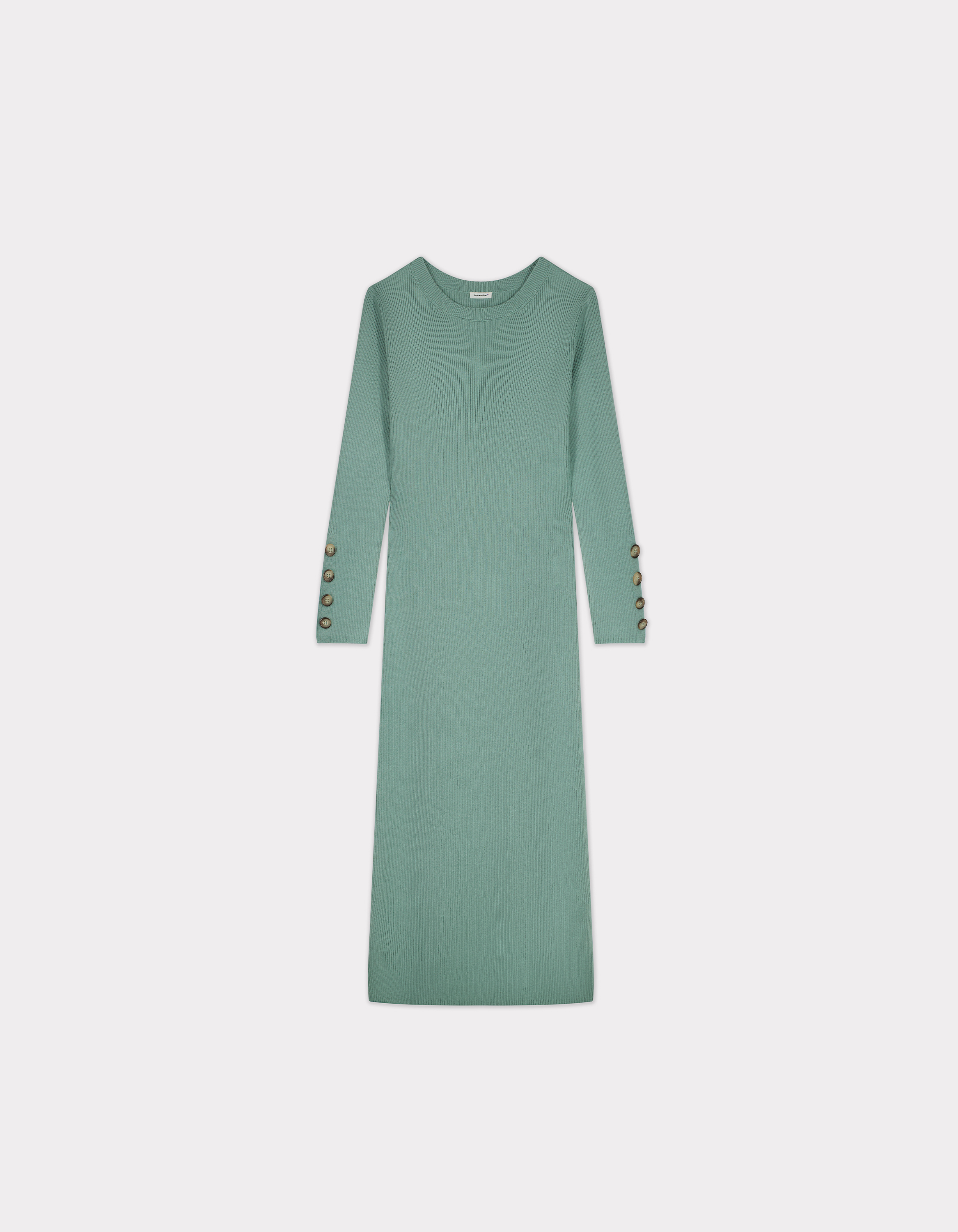 Robe longue en maille côtelée - vert