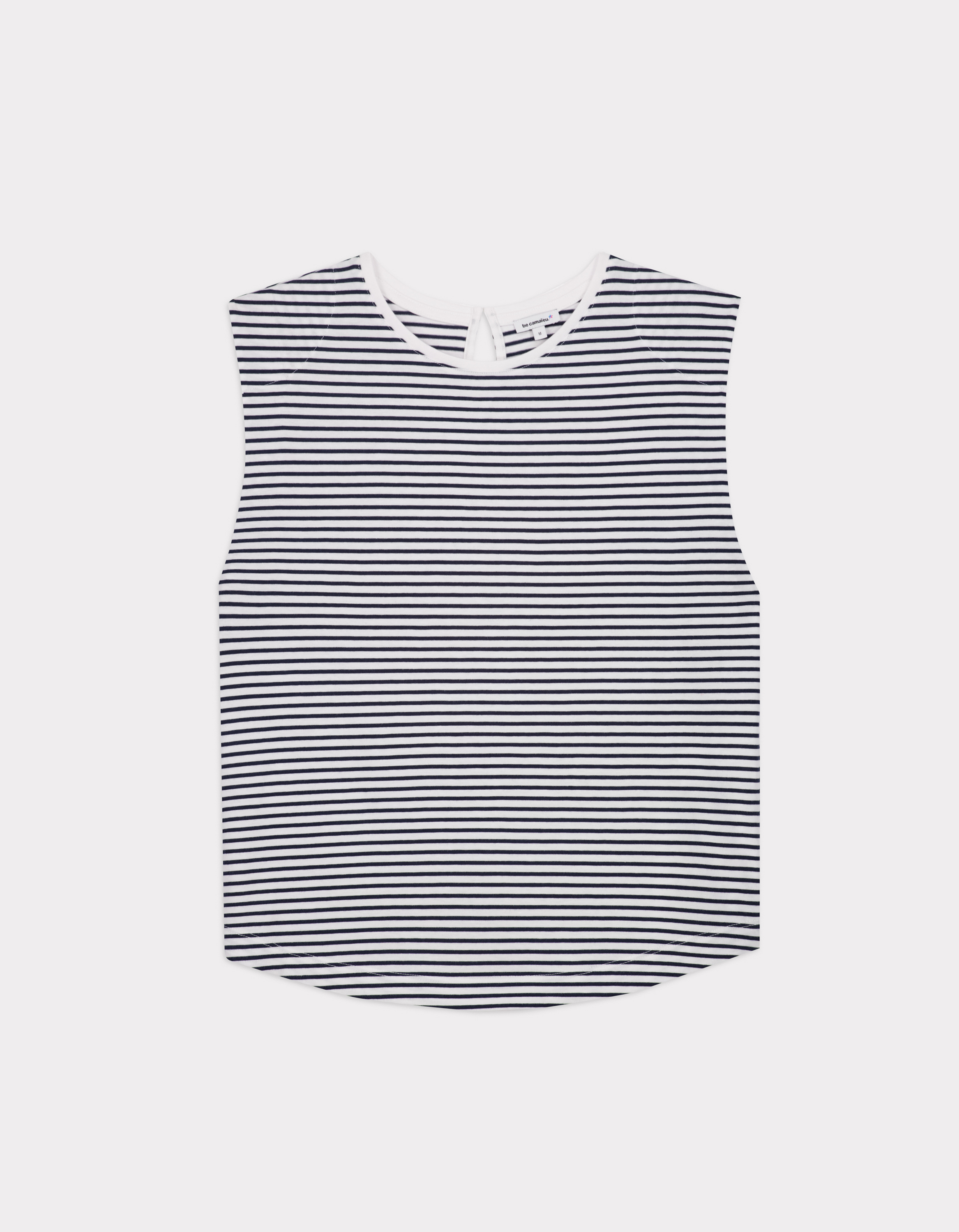 T-shirt sans manches à rayures - marine