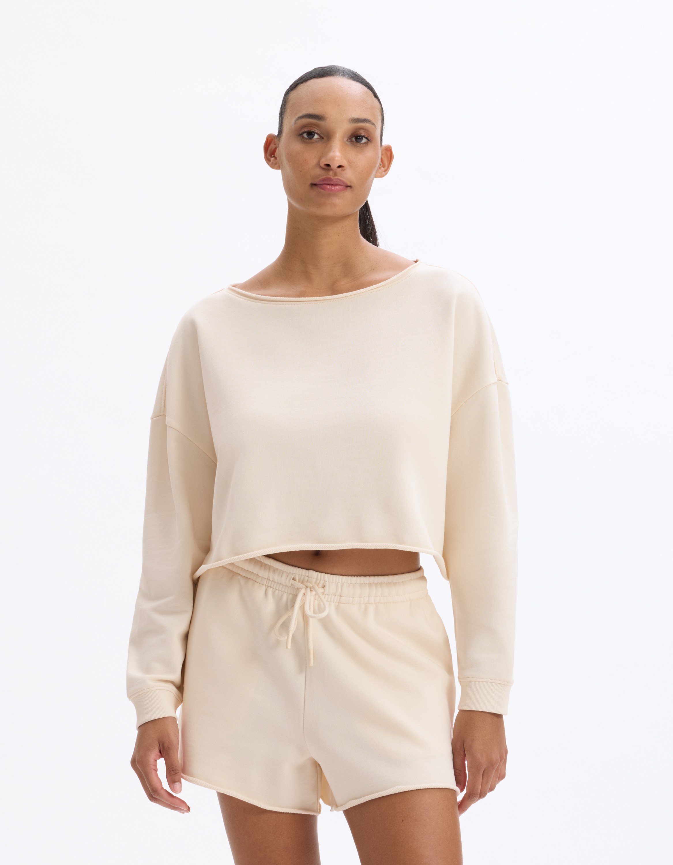 Sweat crop en terry - écru - celio - Modalova
