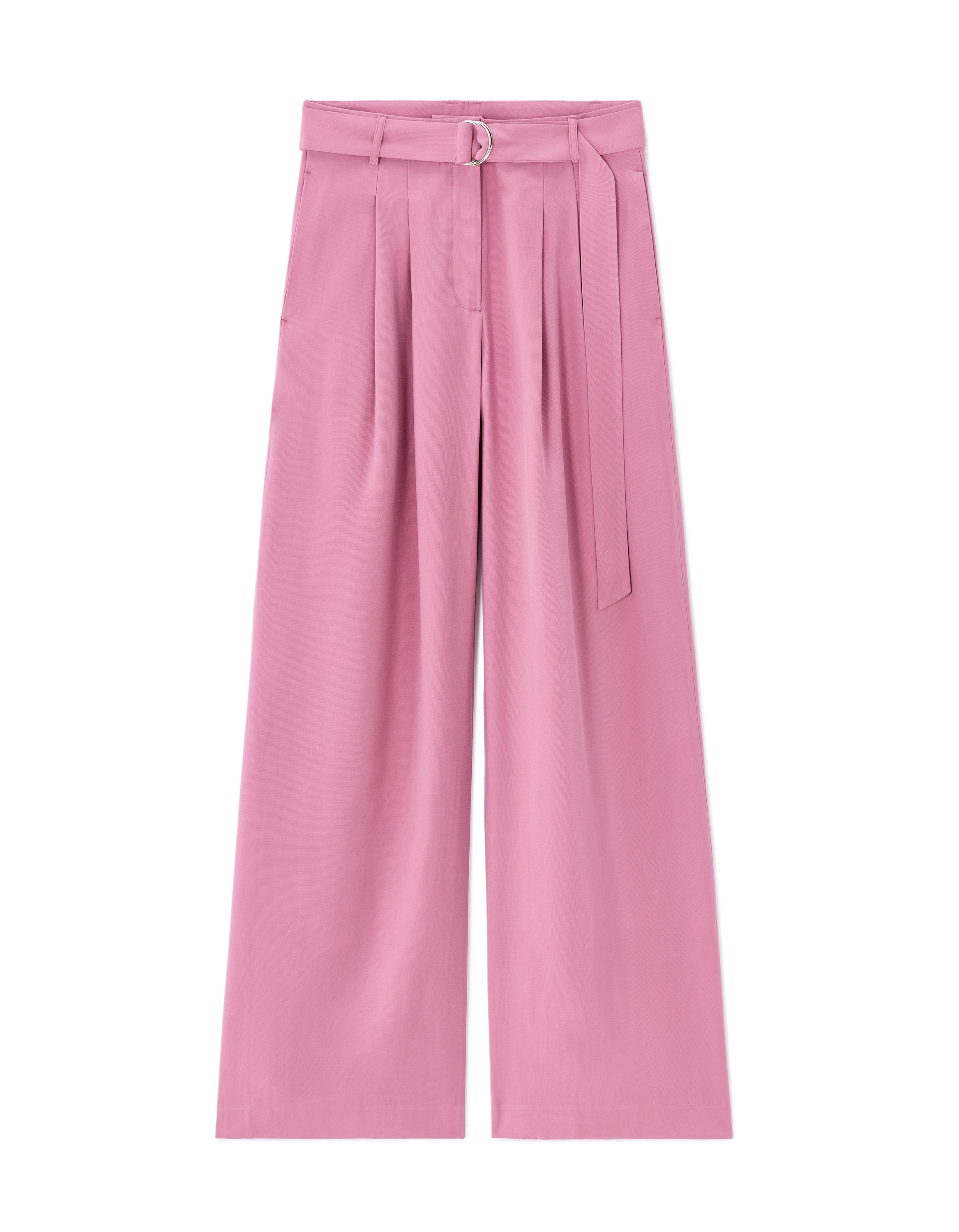 pantalon large en popeline de coton - rose