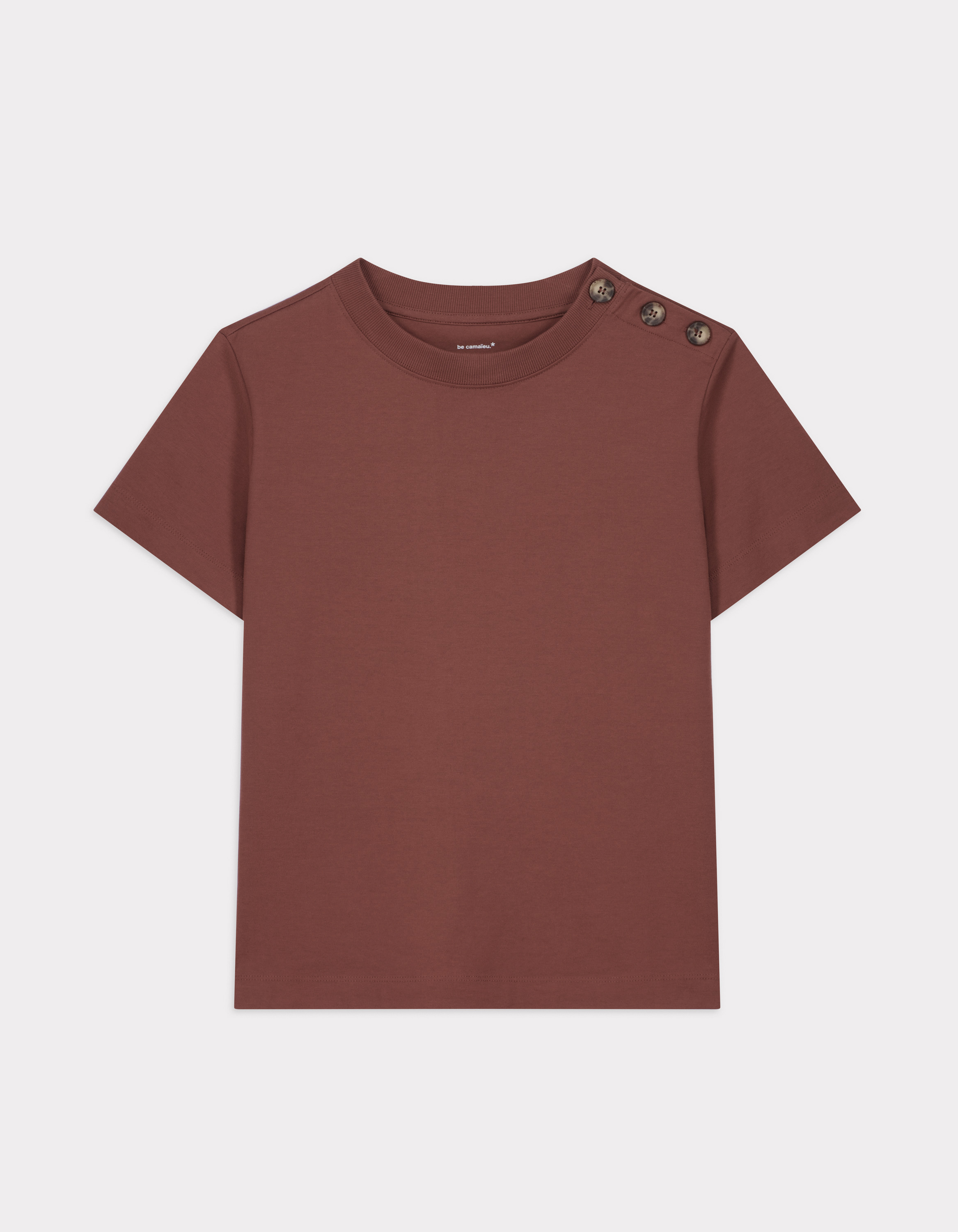 T-shirt en coton épais boutonné - bordeaux
