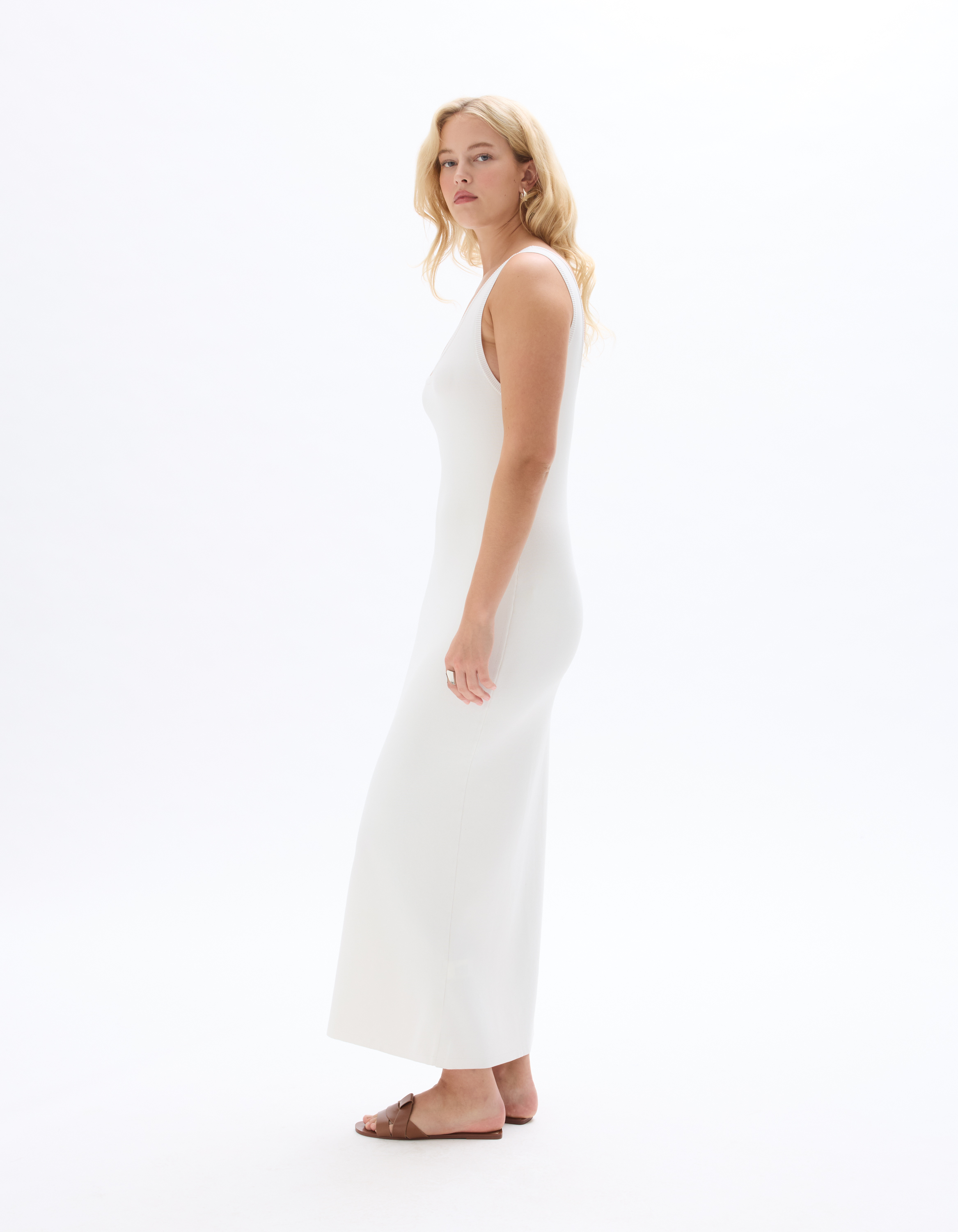 Robe en maille à bretelles - blanc - celio - Modalova