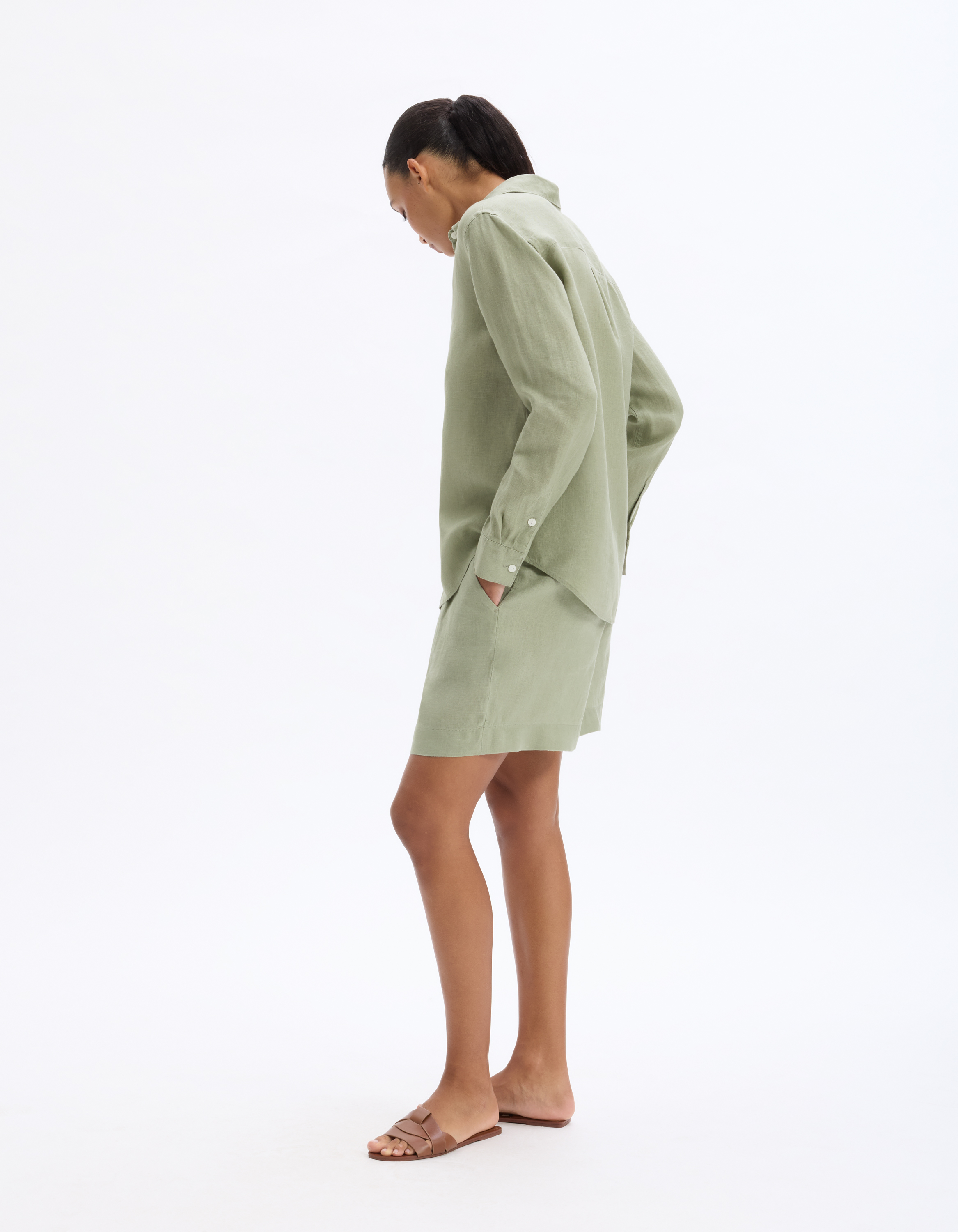Short en lin - vert - celio - Modalova