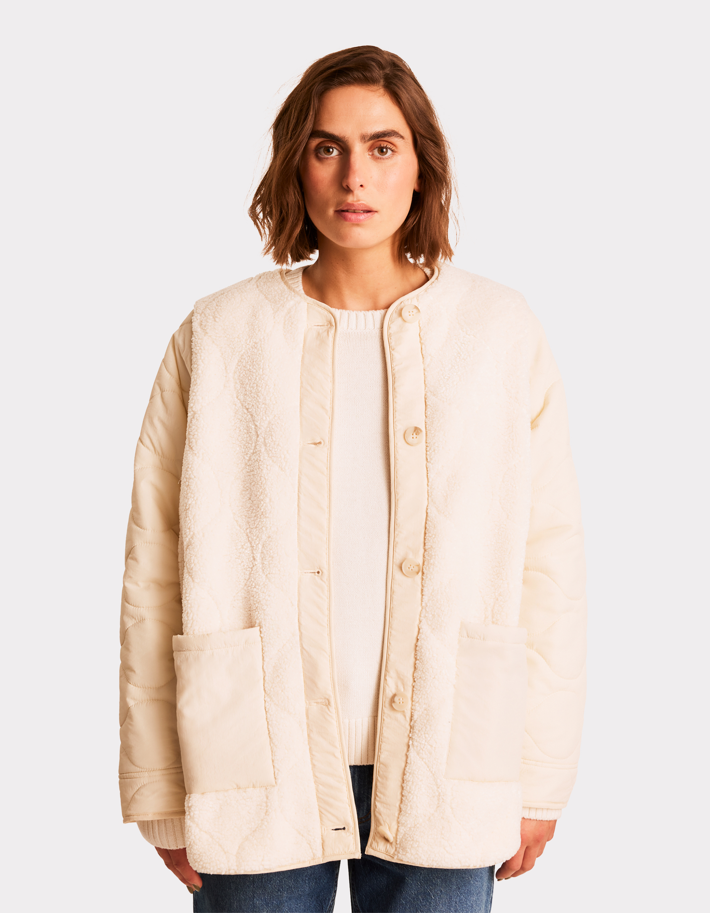 Doudoune light col rond - beige - celio - Modalova