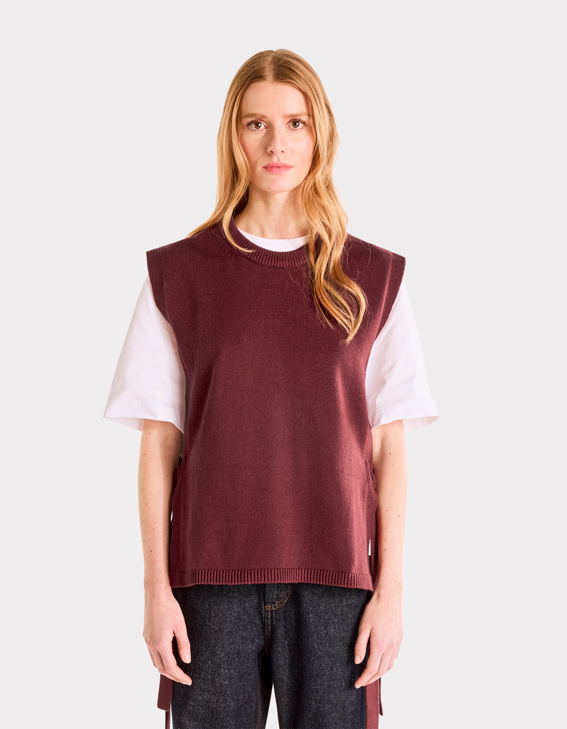 Pull sans manches noué - bordeaux - celio - Modalova