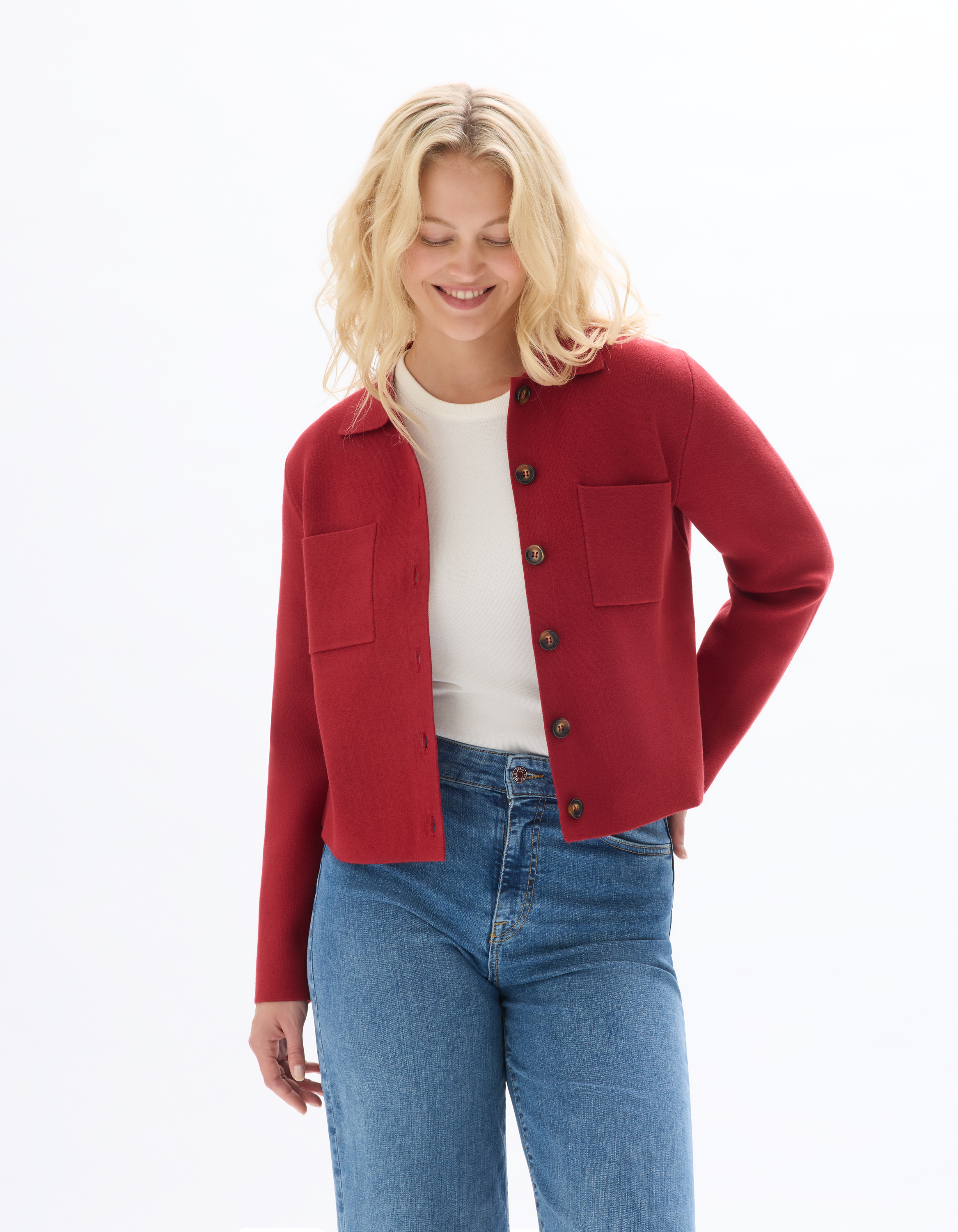 Veste en maille compacte - bordeaux - celio - Modalova
