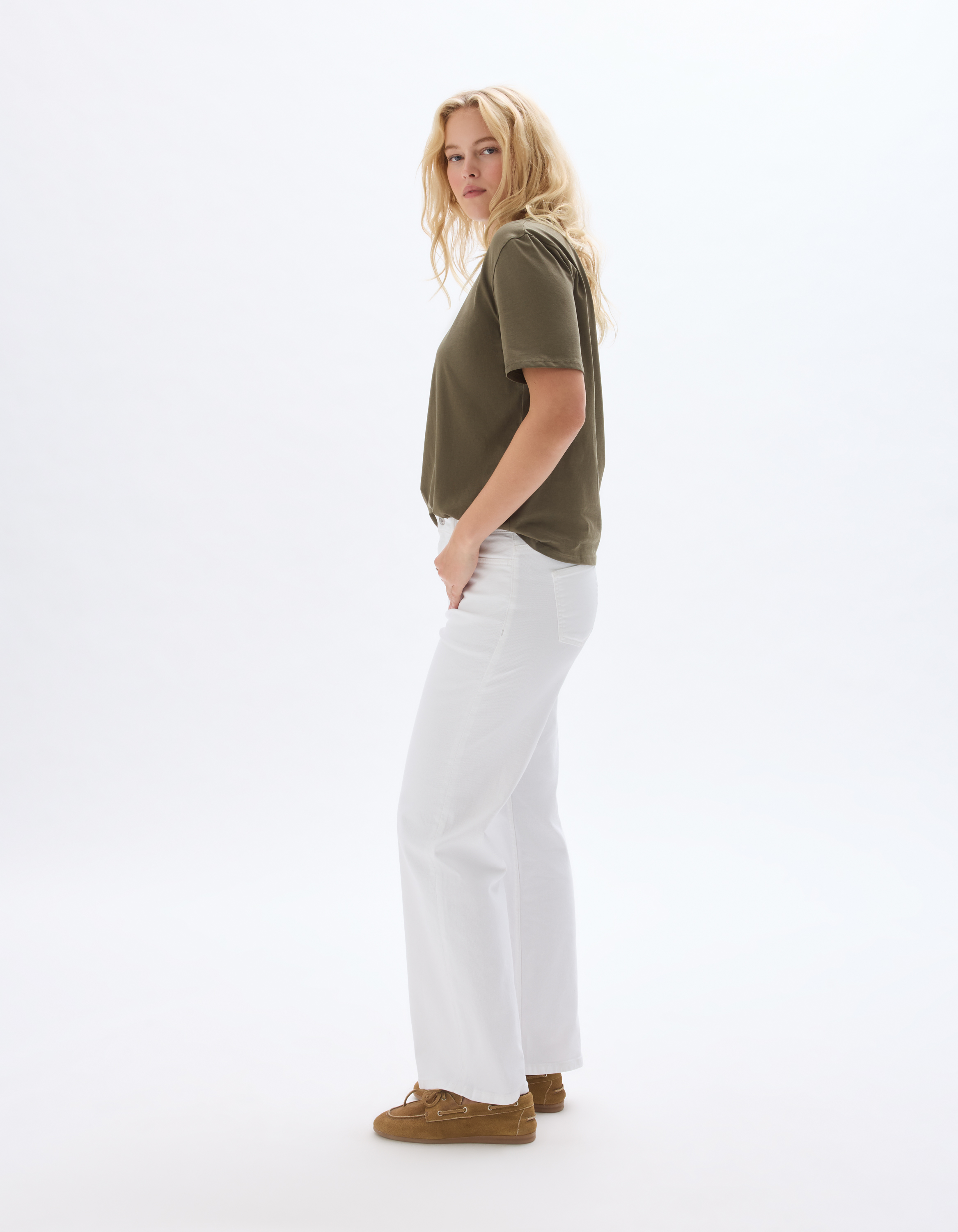 Jean large taille haute 3 longueurs - écru - celio - Modalova
