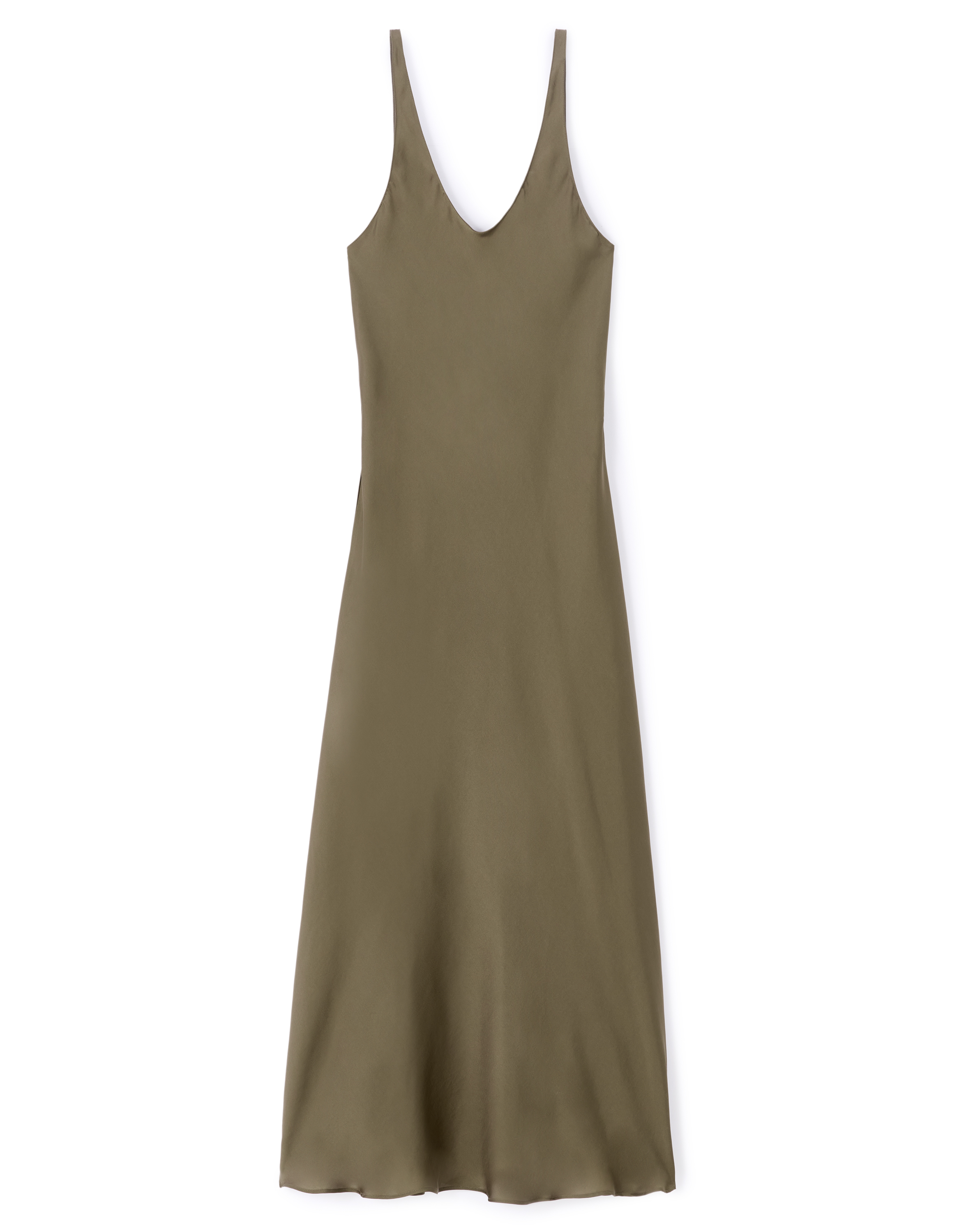 Robe longue satin - kaki