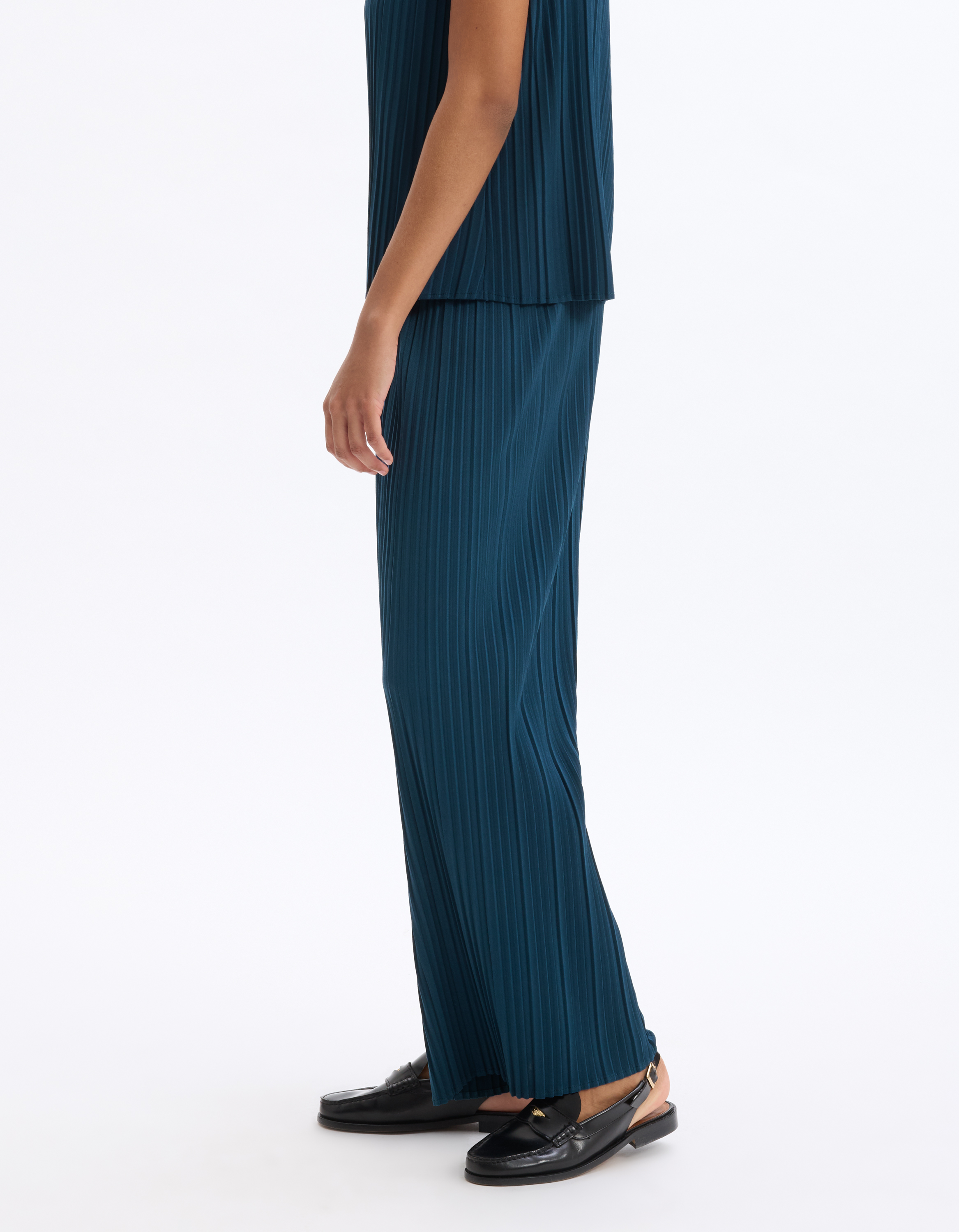Pantalon ensemble maille plissée - bleu - celio - Modalova