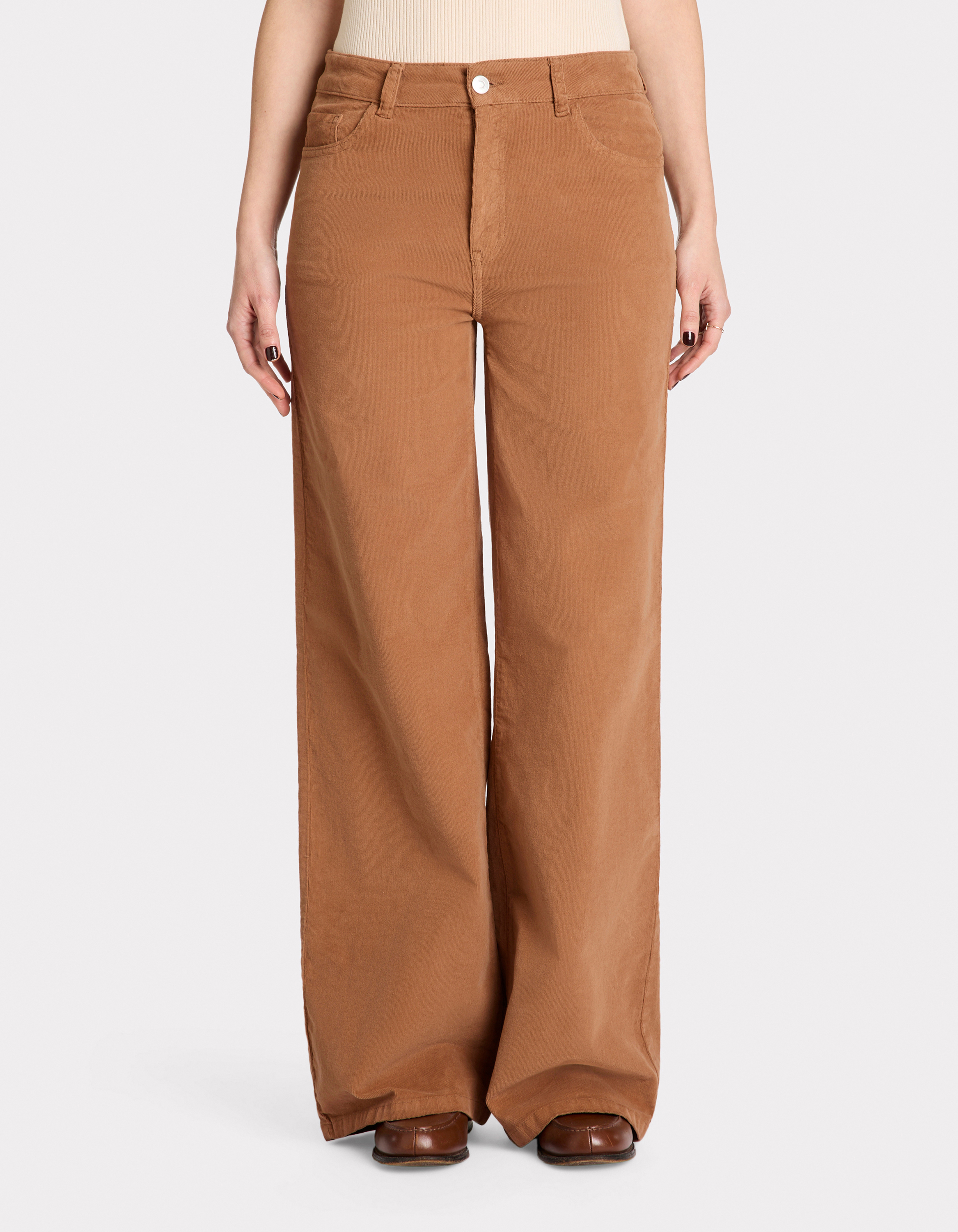 Pantalon large en velours - marron - celio - Modalova